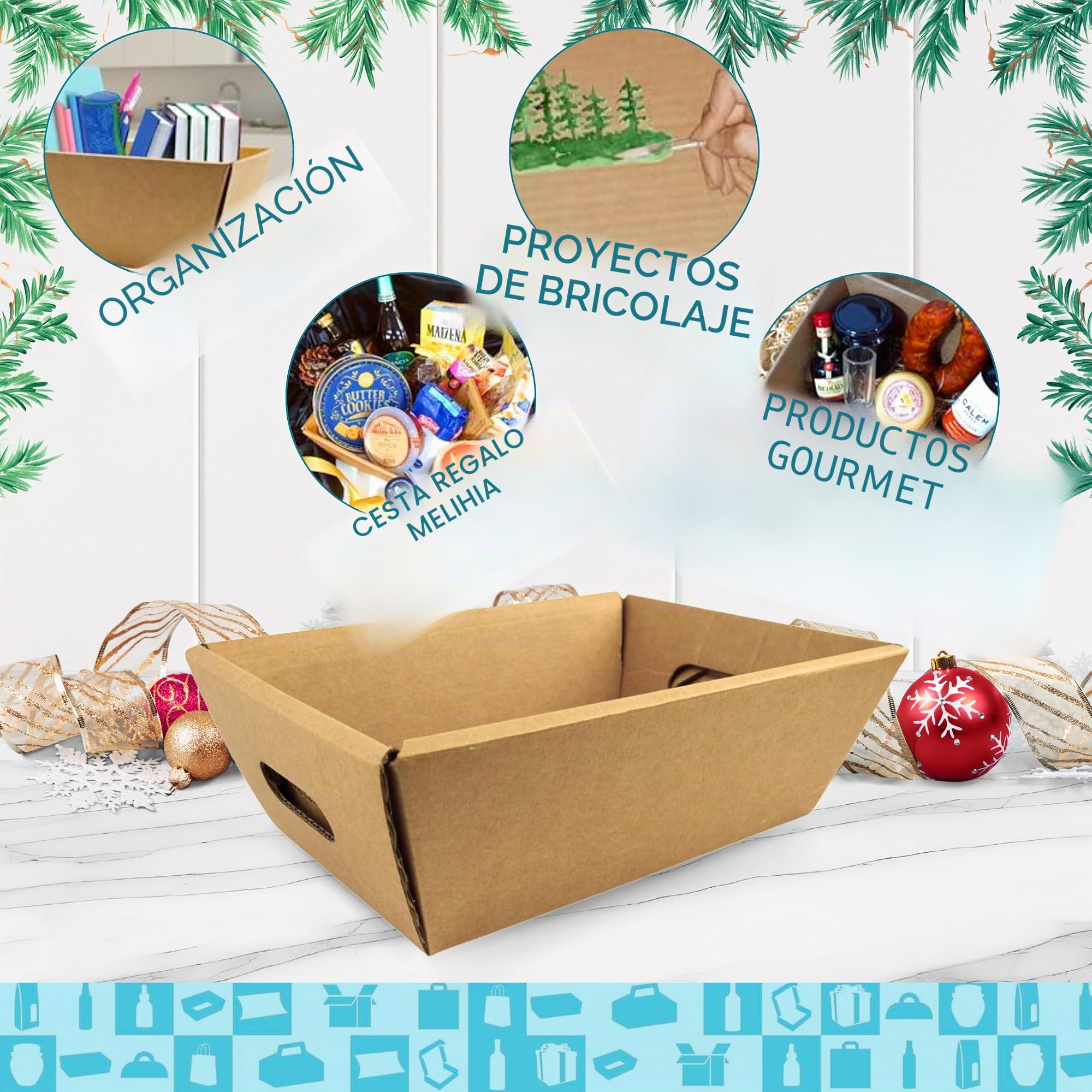 15 Cajas de Cartón sin Tapa 34x23x11 cm – Cajas para Cestas de Regalo | Ideales para Lotes de Navidad, Regalos de Empresa y Detalles