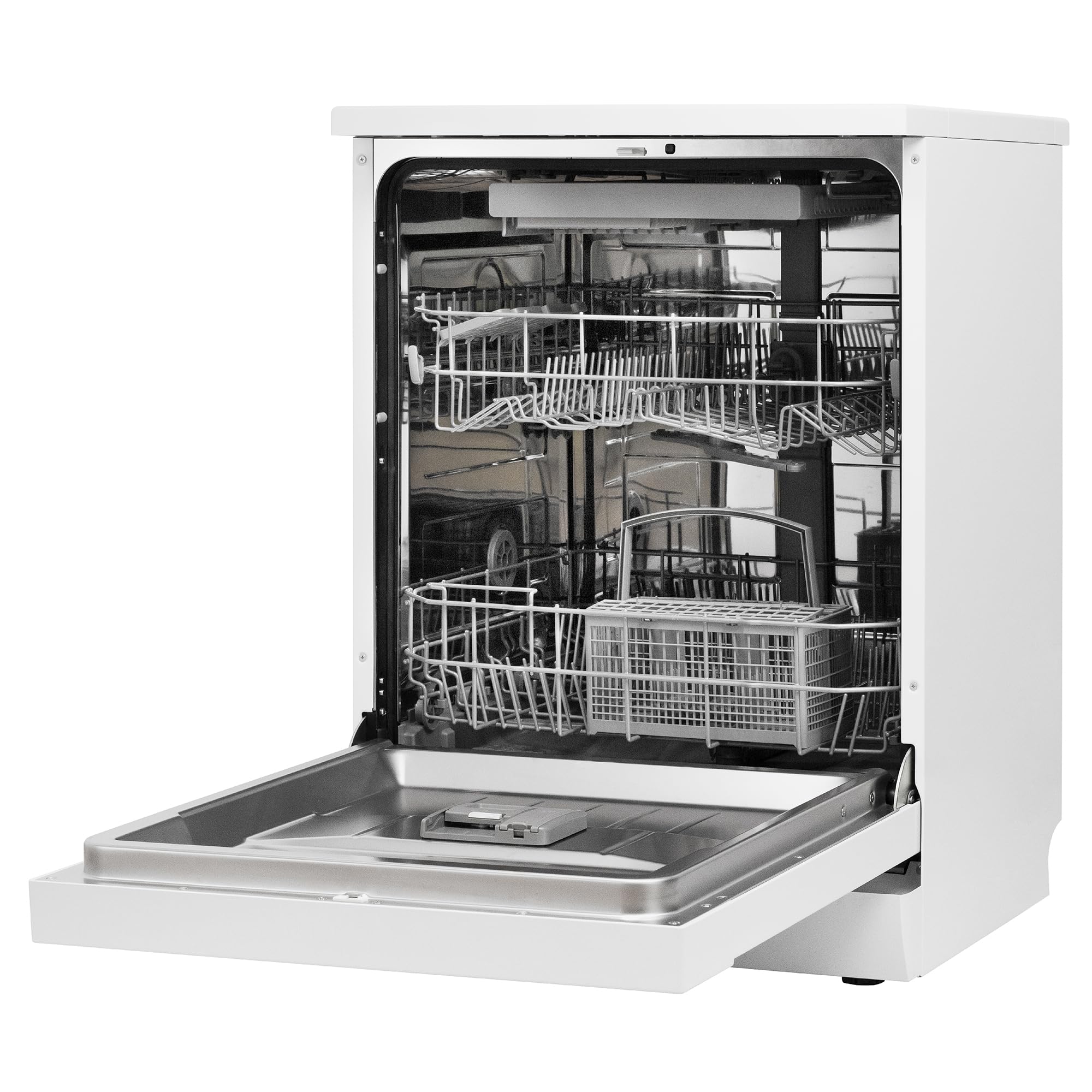Russell Hobbs Freestanding Dishwasher, Class D, 14 Place Settings, 6 Wash Programs, 24-Hour Delay Start, Auto Door Open, 1 x Height Adjustable Basket and Mini Cutlery Tray in White, RH60DW00D2W — view 12
