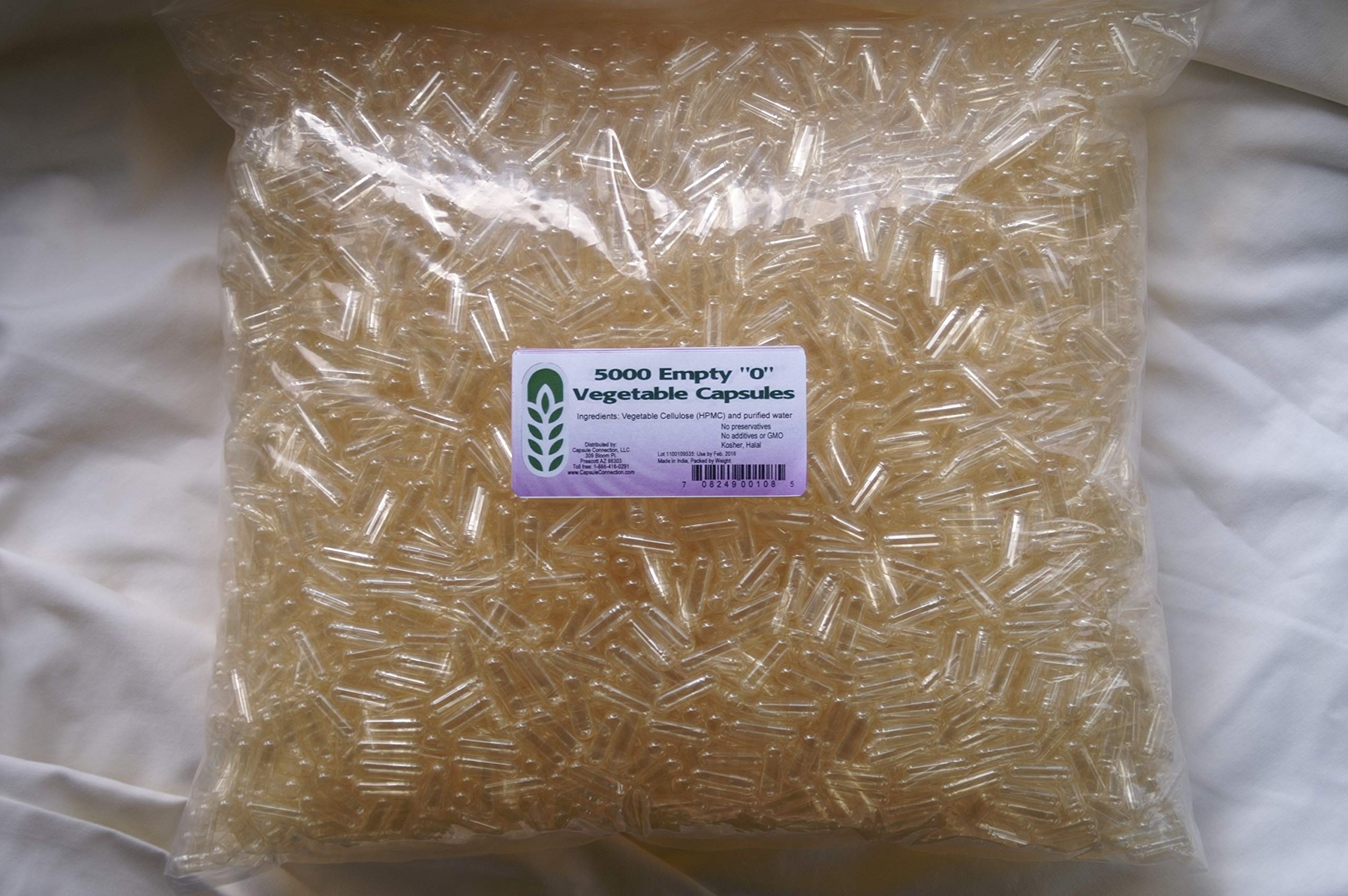 5000 Bulk Wholesale Empty Vegetable Capsules, "0" Size