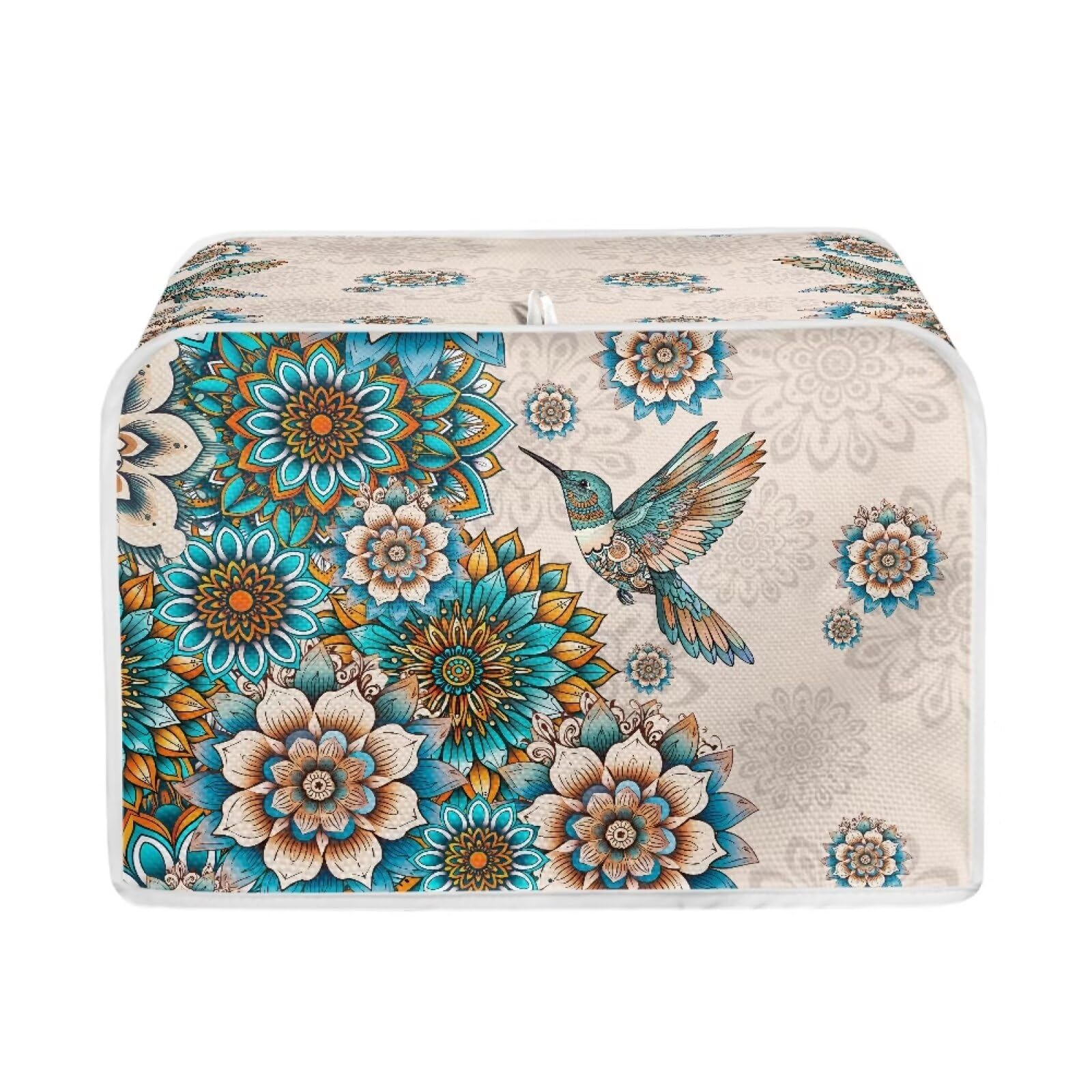 Talayituse Boho Hummingbird Flower Print 2 Slice Toaster Covers Dust Protection Bread Maker Covers Toaster Oven Cloth Cover Kitchen Accessories Washable Appliance Cover, S