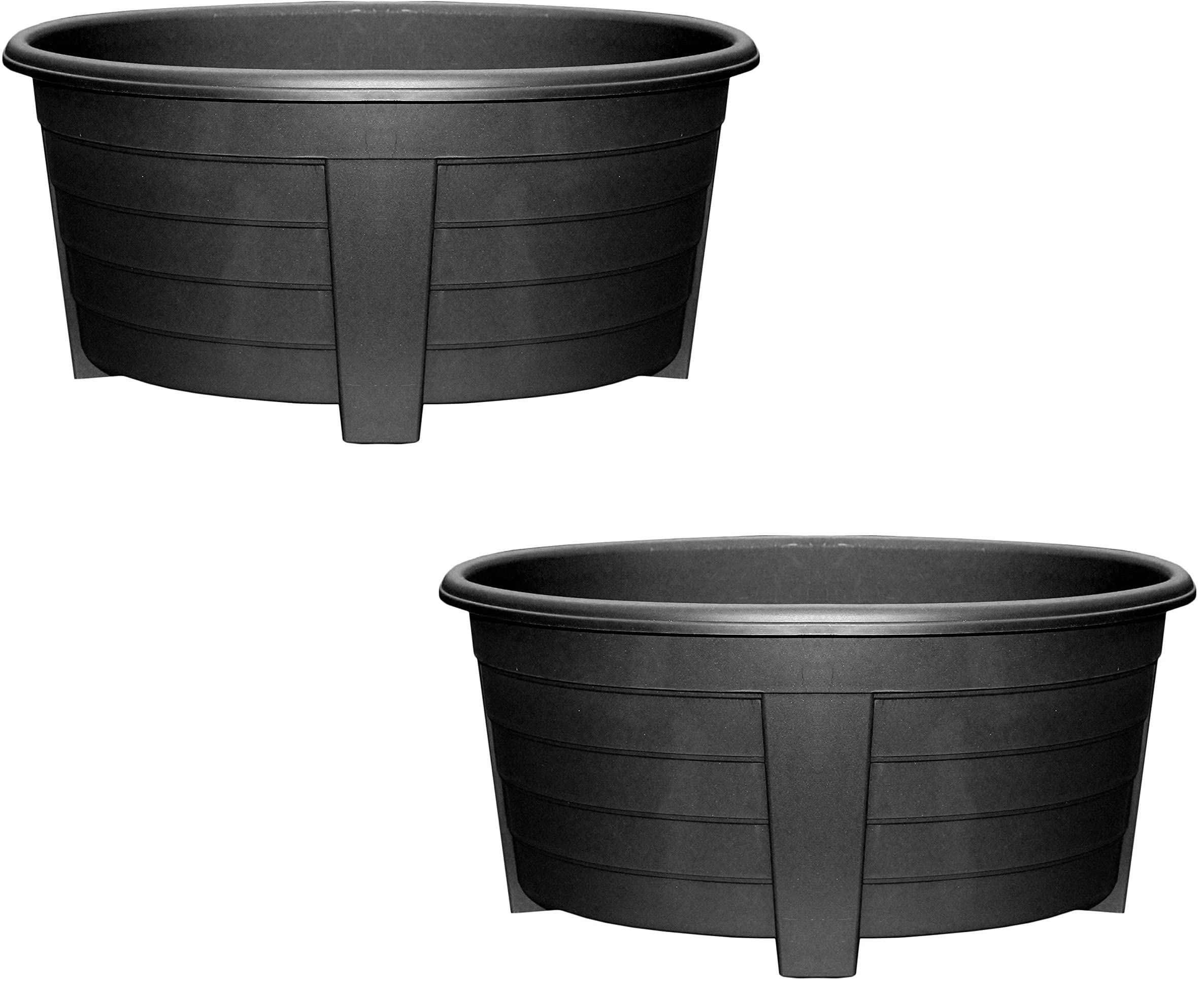 Optimal Products 55Cm Oval Planter Ebony Long Trough/Oval/Square Plant Pot Plastic Planter Indoor Home Outdoor Garden Window Herb Flower Box (, 2)
