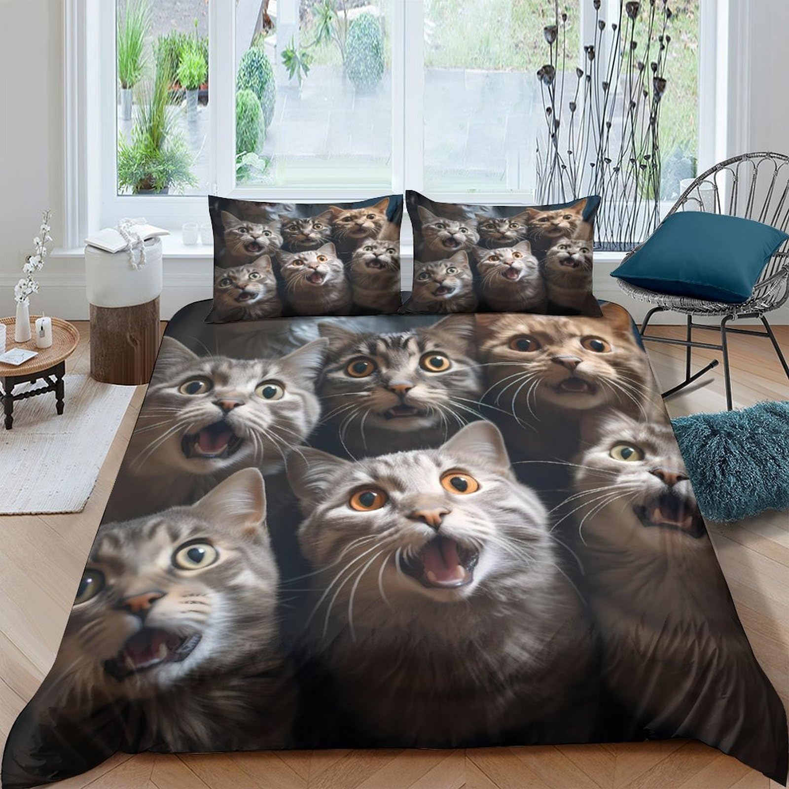 Ctjqhvkz Style-4 3D Printed Cat Face Fitted Sheet Microfiber Soft Brown Tabby Mattress Cover For Bedroom Dorm Bed Decor Protection Single（135X200cm）