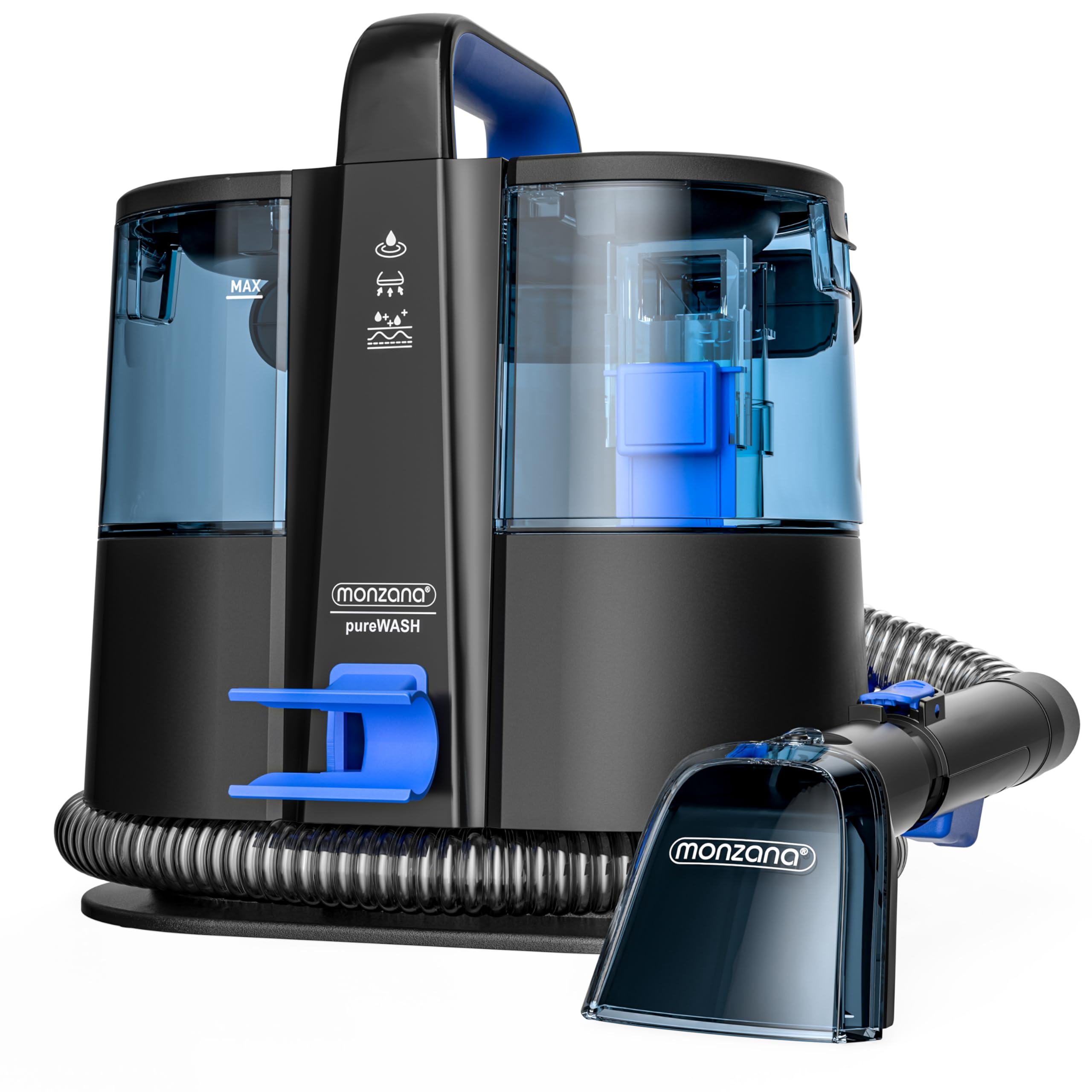 MONZANA® Aspirador SC4000 Cepillo 2 en 1 Alfombras Tapicerías Aspiradora en Húmedo Vapor Muebles Sofas