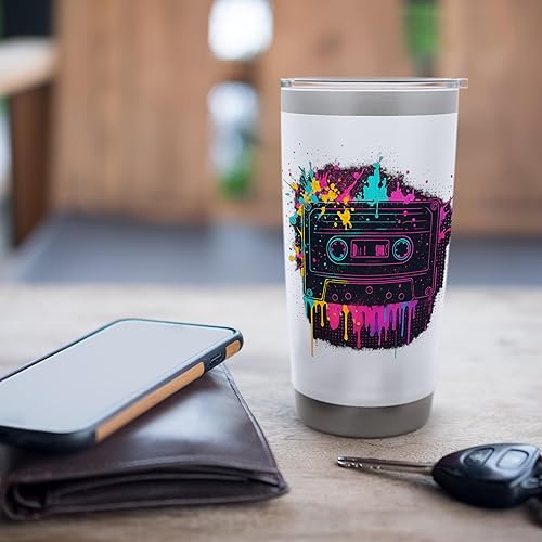 Miniatura 7 de Vaso aislado de acero inoxidable de la vieja escuela del casete de la cinta del estilo retro