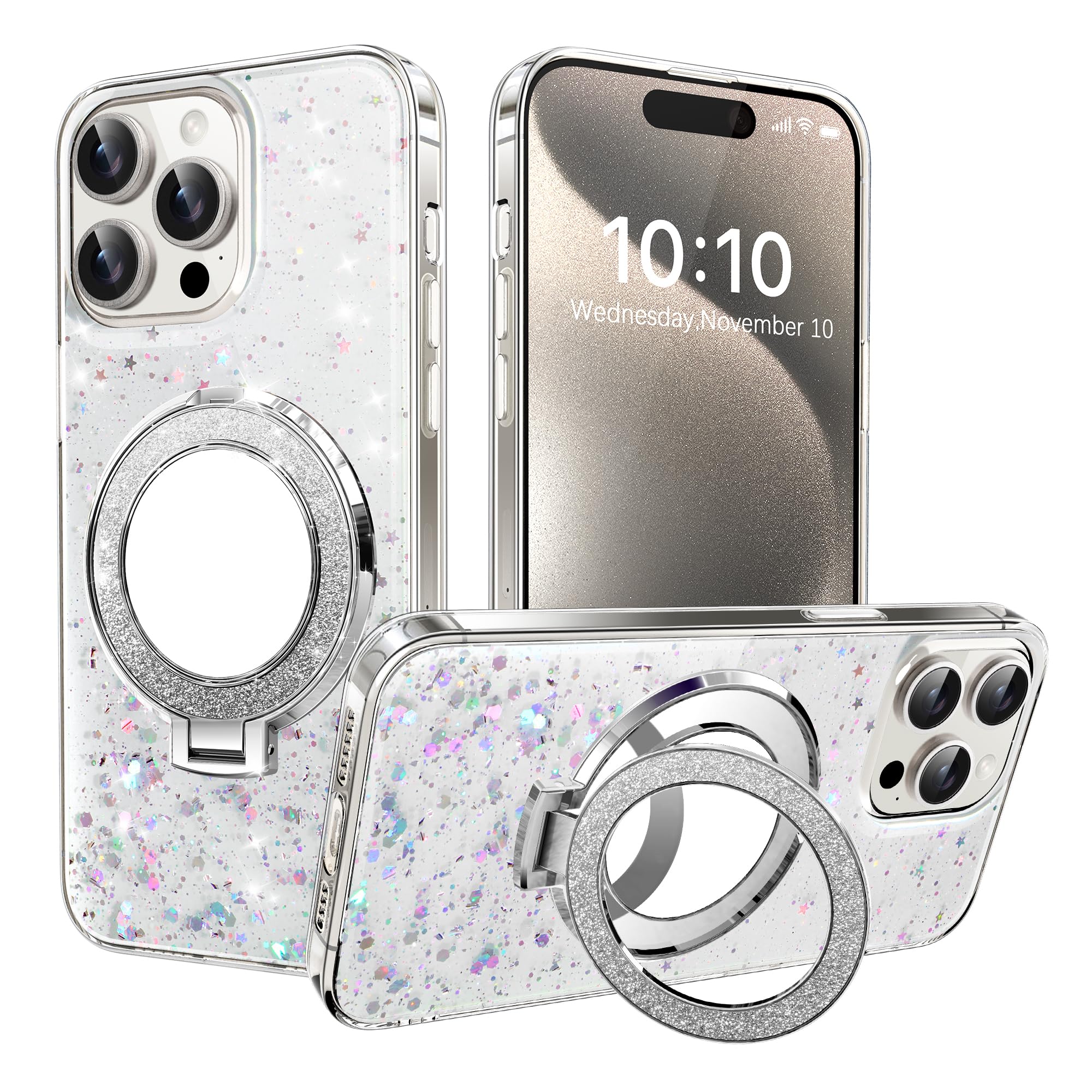 LEMAXELERS Designed Case for Samsung Galaxy Note 20 Ultra, Bling Sparkly with Makeup Mirror Kickstand for Women Girls Case Shockproof Soft TPU Clear