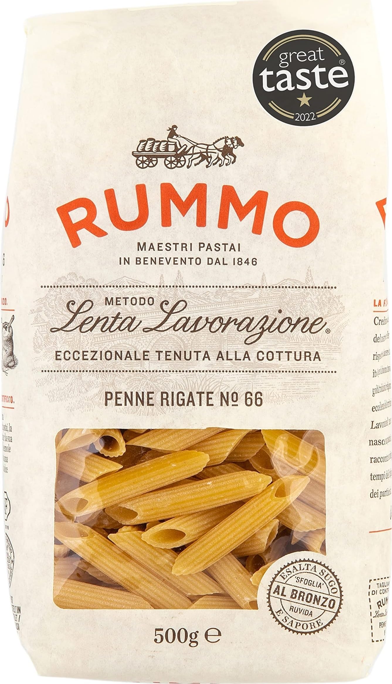 Rummo Ridged Penne Rigate No.66 Italian Pasta, 500 g (1-Pack)