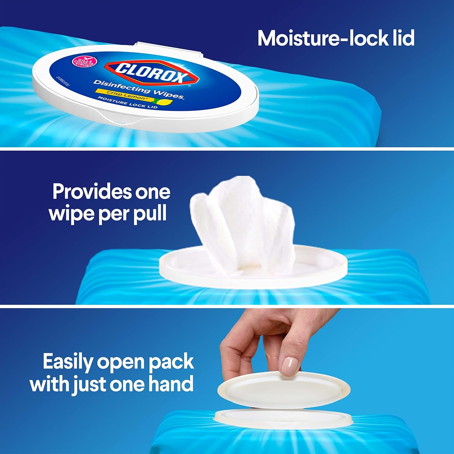 Clorox Disinfecting Cleaning Wipes Flex Pack, Bleach Free, Crisp Lemon, 75 Count (Pack of 2) image 4