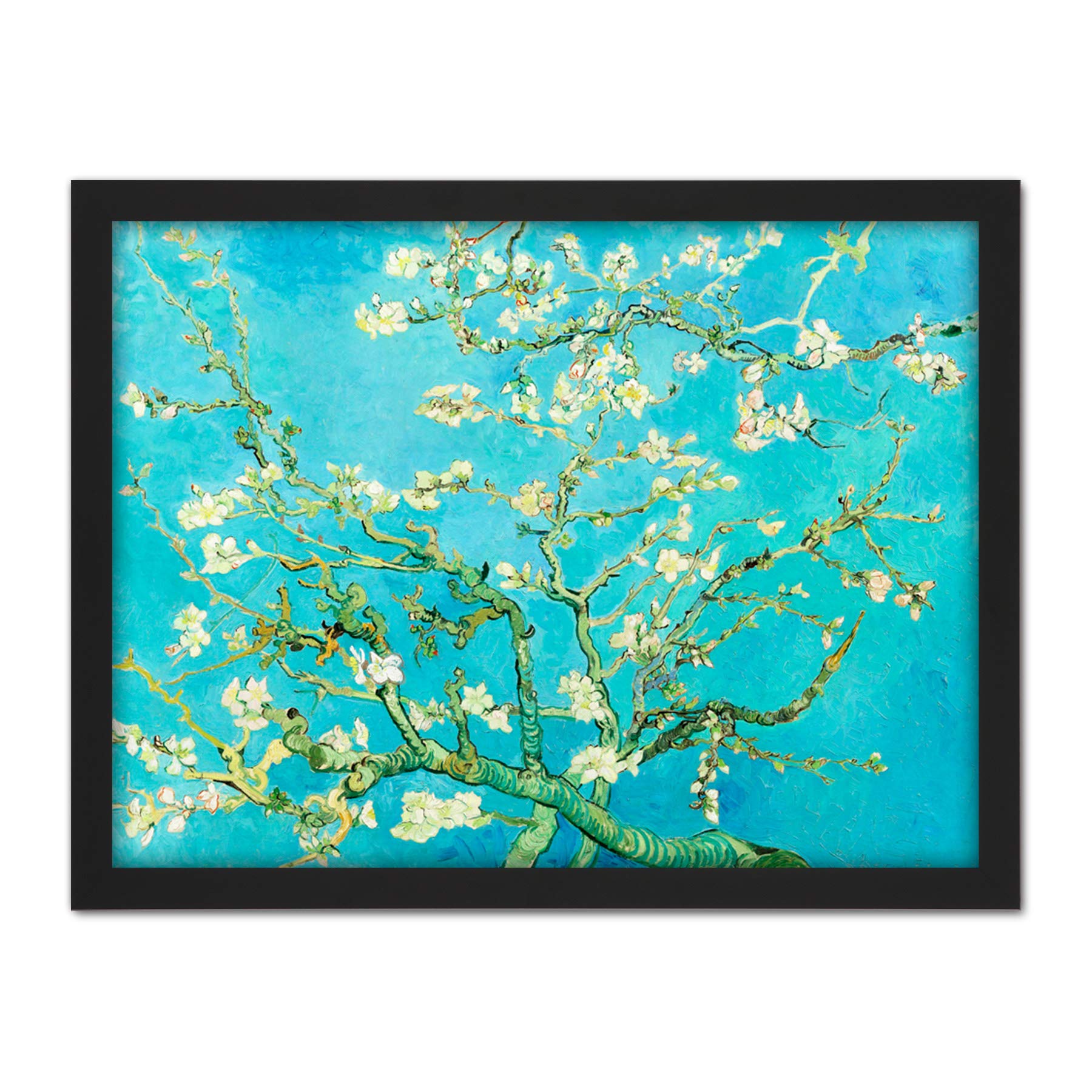 Wee Blue Coo Van Gogh Branches With Almond Blossom 1890 Artwork Framed Wall Art Print 18X24 Inch