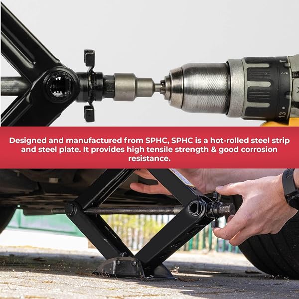 GADLANE Scissor Jack Kit - 1.5 Ton Portable Heavy Duty Car Jack Kit with Socket Drill Adapter, Extendable Wrench, Ratchet for Easy Lifting Cars/SUVS/Sedans, Storage Bag (Lifting Range: 3.13-13.17") - 4