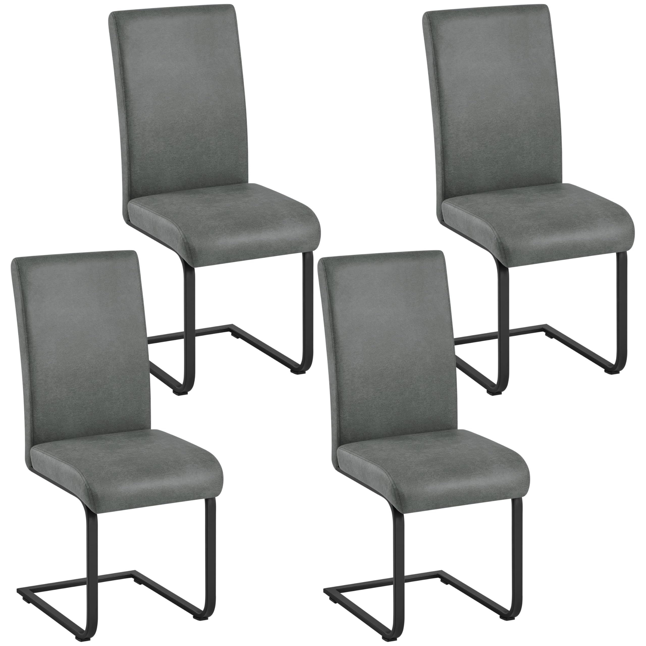 Yaheetech Esszimmerstühle 4er Set Küchenstuhl Schwinger Polsterstuhl mit Metalluntergestell Freischwinger bis 135 kg belastbar für Esszimmer/Küche/Restaurant, Grau
