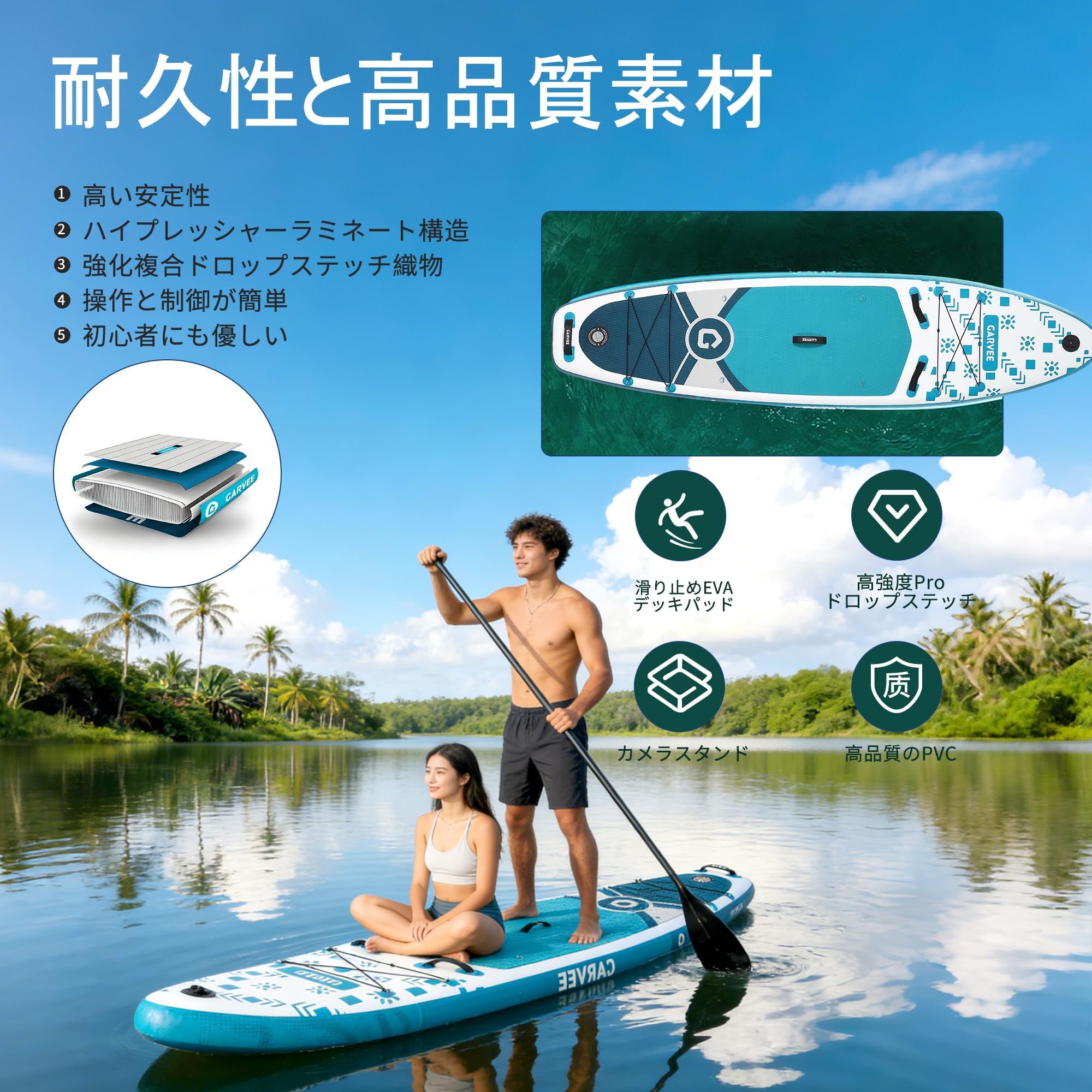 Amazon | Garvee SUPボード サップボード 320×81×15cm 三枚フィン