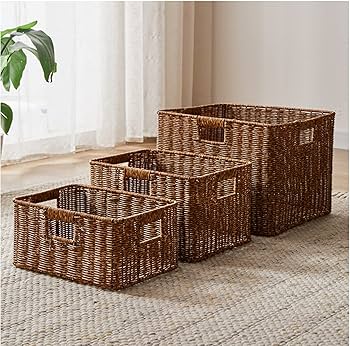 Amazon.co.jp: MJKQ9 収納かご バスケット 大容量 藤編みかご 37