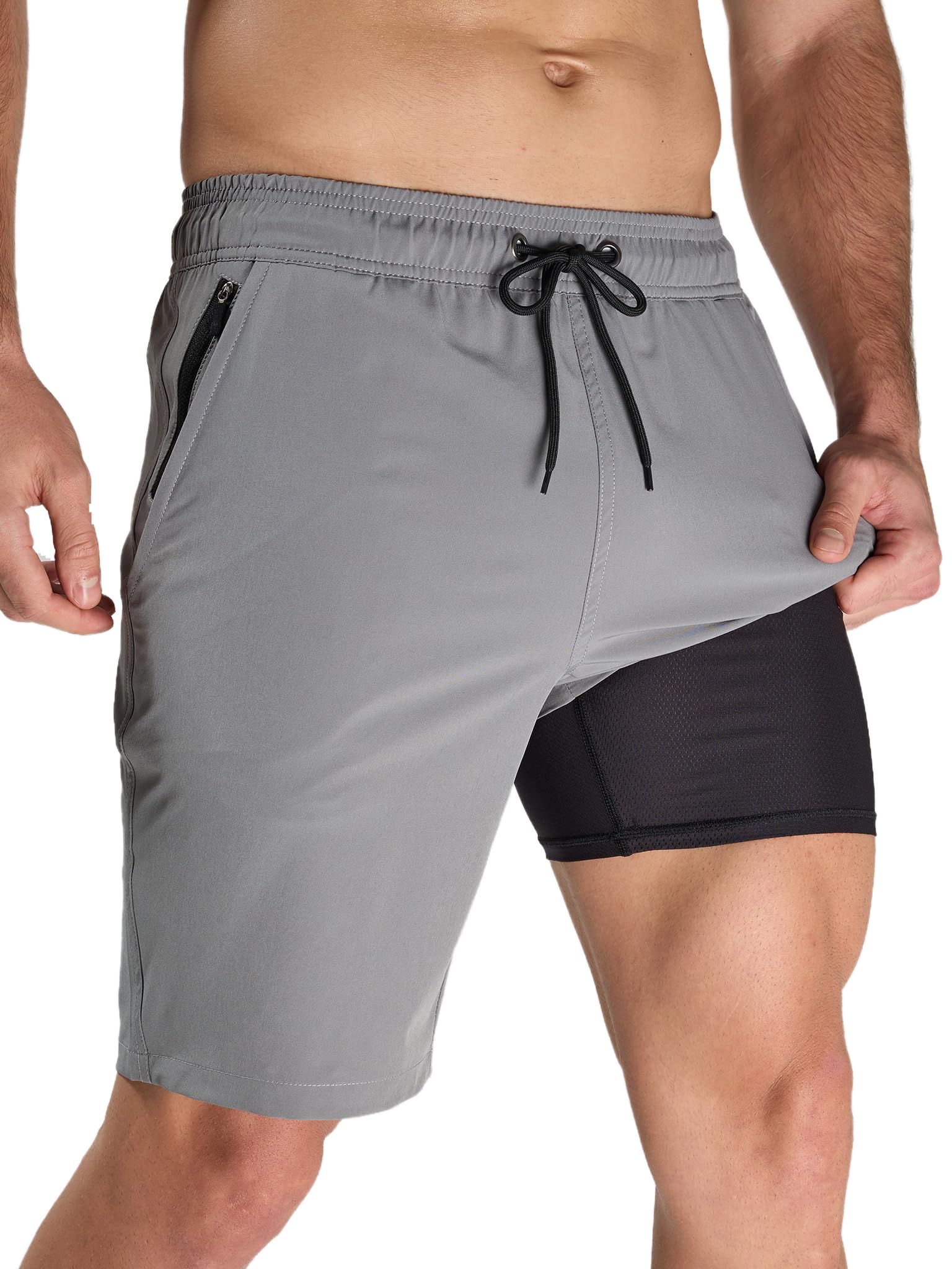 Arcweg Badehose Herren Lang 2 in 1 Badeshorts mit Kompression Liner – Schnelltrocknend, Atmungsaktiv, mit Reißverschlusstaschen und Verstellbarem Tunnelzug für Schwimmen, Surfen