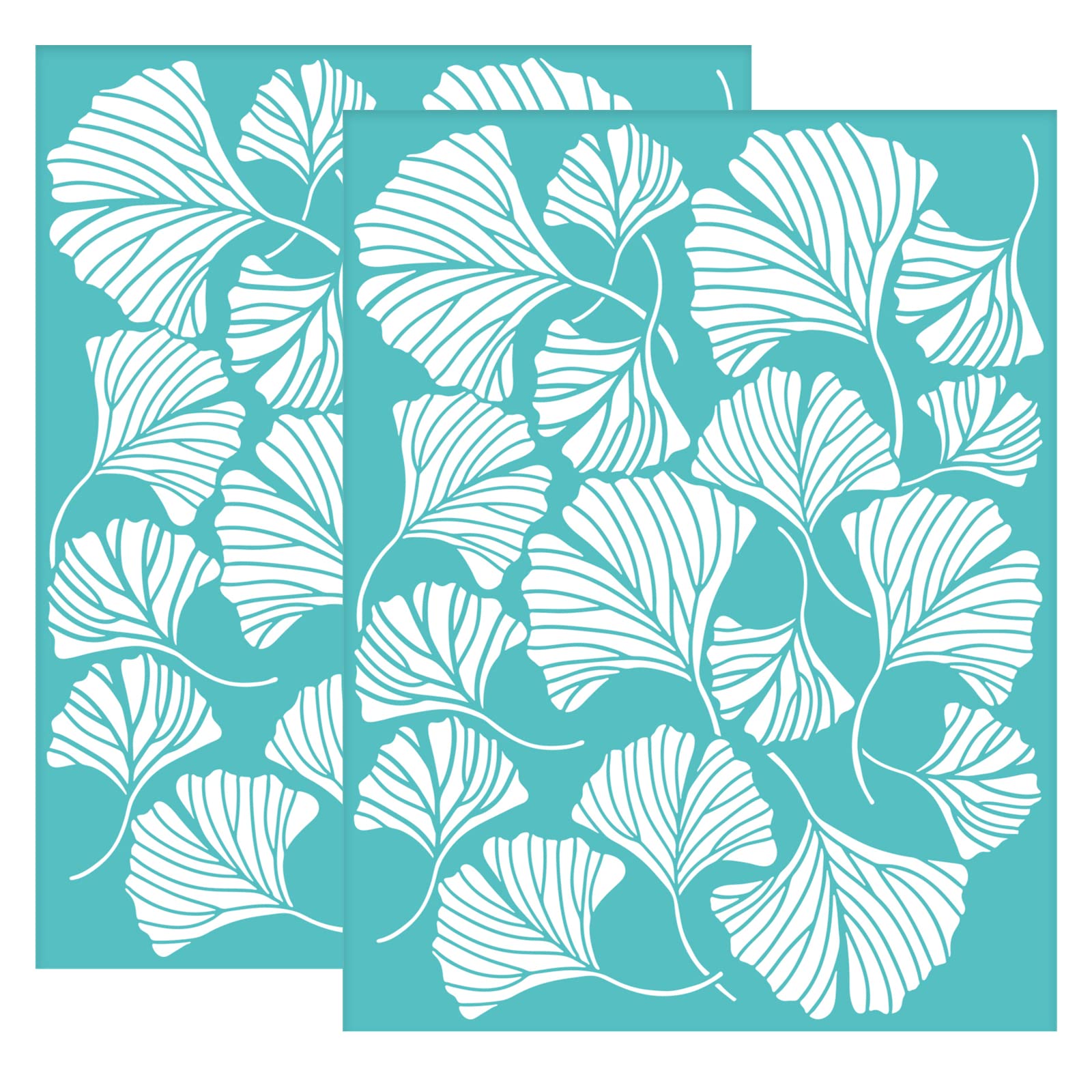 OLYCRAFT 2Pcs Self Adhesive Silk Screen Print Stencil Ginkgo Biloba Pattern Mesh Transfers Silk Screen Reusable Stencils for Painting on Wooden T-Shirt Tote Bags-280x220mm
