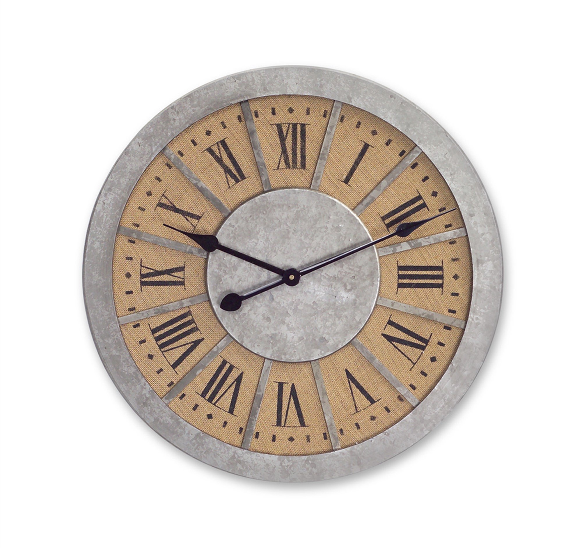 Wall Clock 22" D (22" Round Wood/Burlap)