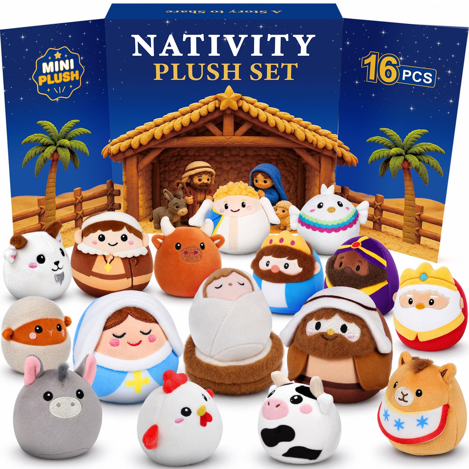 Nativity Set for Kids Toddlers Adults, 16PCS Solf Plush Christmas Toy Gift