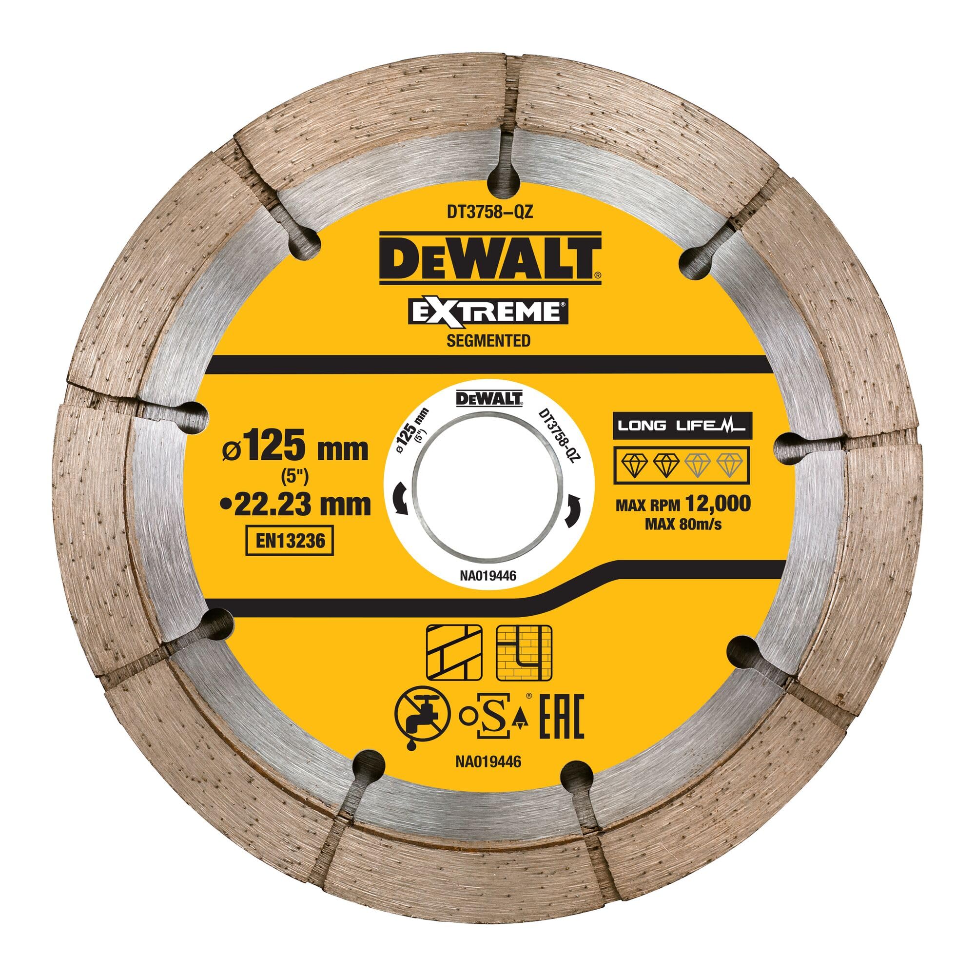 DeWalt, DT3758, QZ, Doble disco para cortar mortero de 125mm