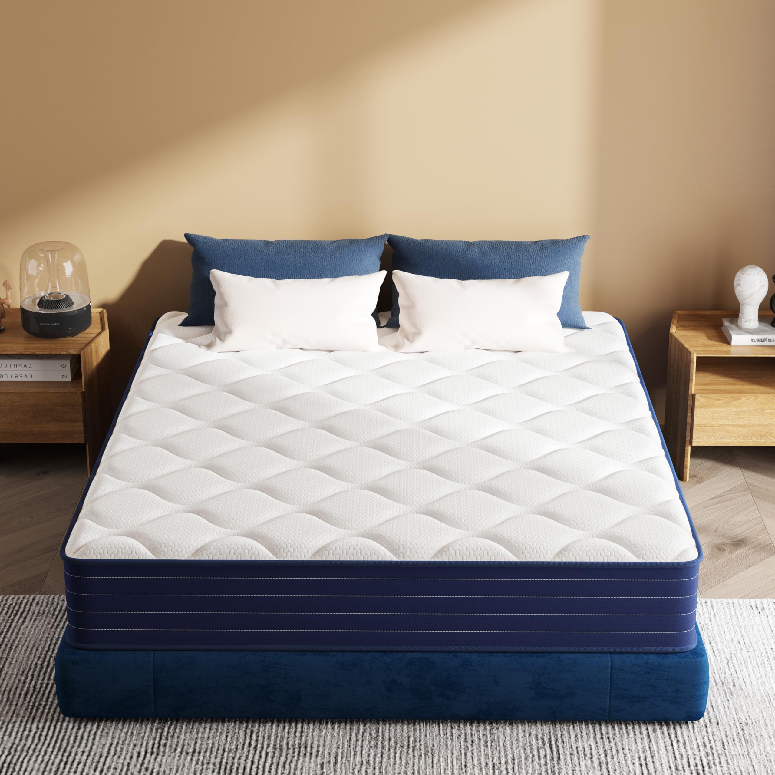 Traumliebe Queen Mattress 12 Inch, Matelas Queen Size in a Box, Pocket Spring&Memory Foam, Medium Firm, Pressure Relief, CertiPUR-US Certified