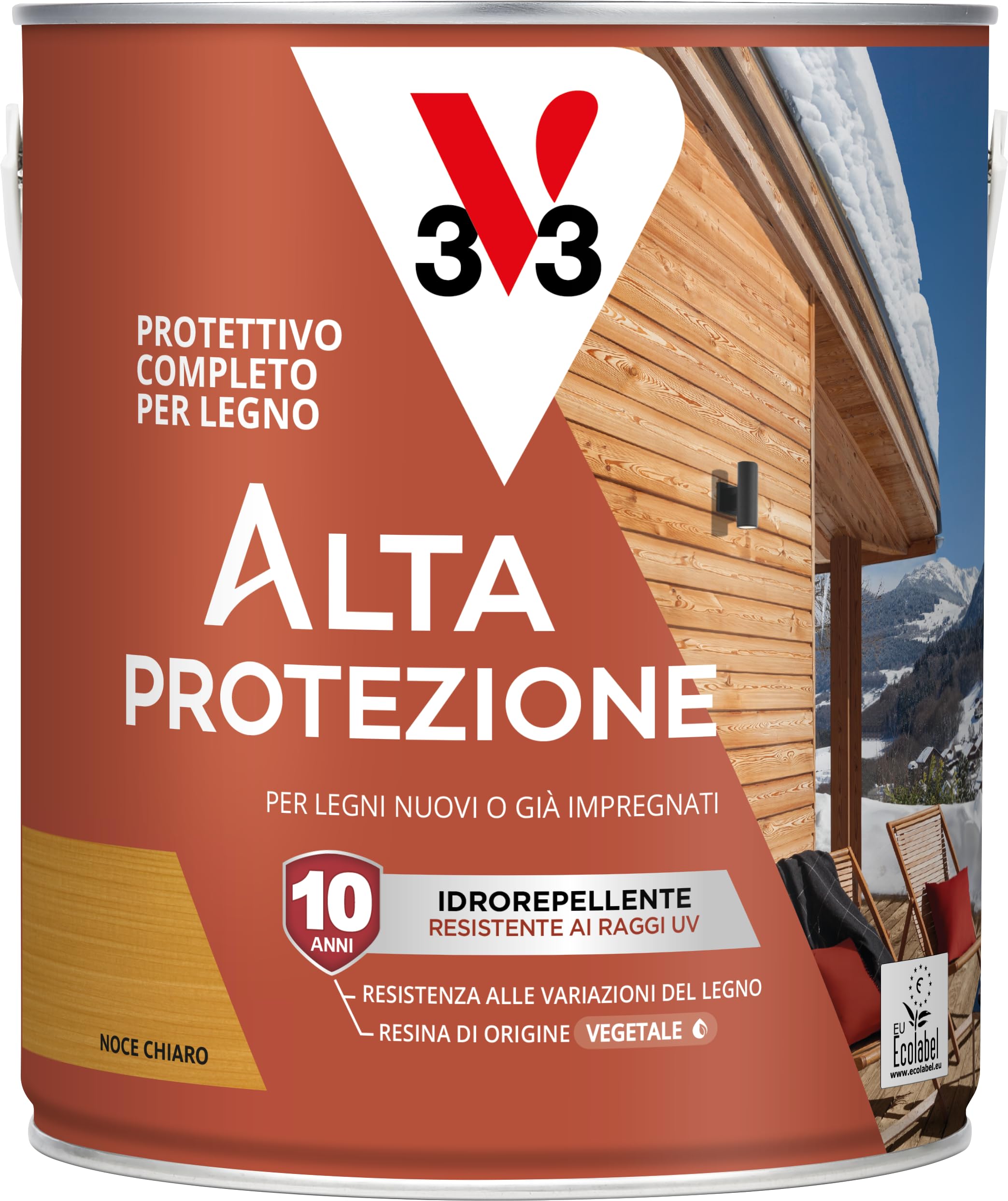 V33 Protettivo Completo per Legno Alta Protezione all'Acqua Noce Chiaro 2,5L