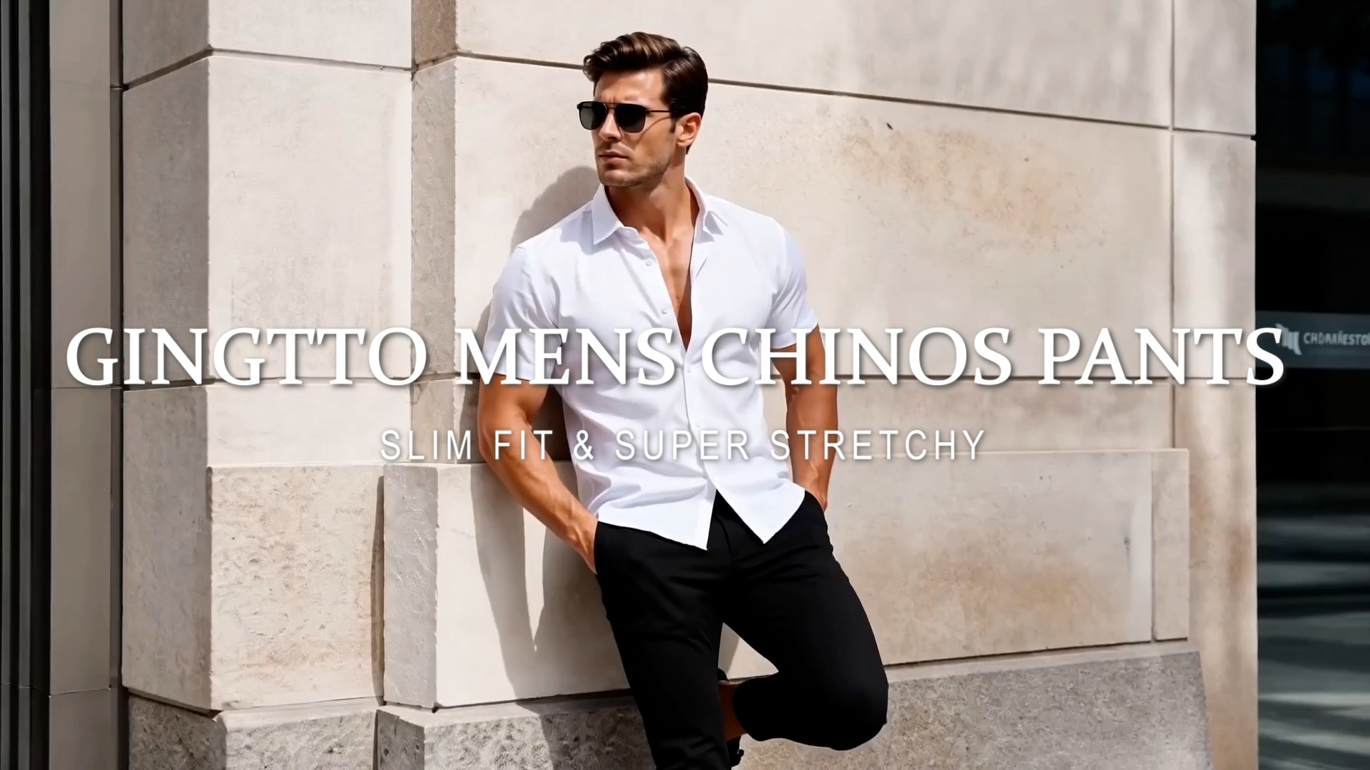 GINGTTO Mens Chinos Pants Slim Fit Stretch Black Dress Pants for