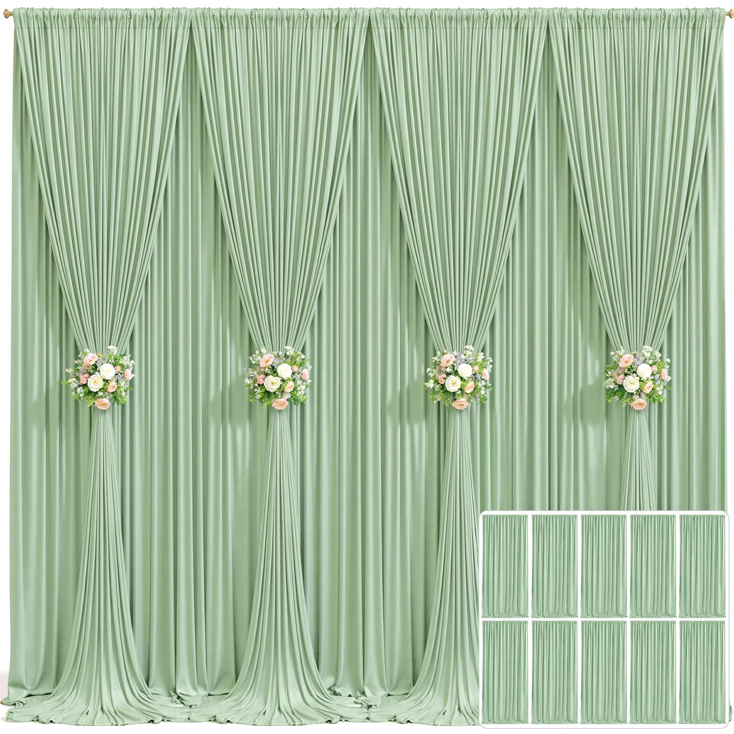 10x10 Champagne Backdrop Curtain for Parties Wedding Baby Shower Wrinkle Free Photo Curtains Backdrop Drapes Fabric Decoration for Bridal Shower 5ft x 10ft,2 Panels — view 61