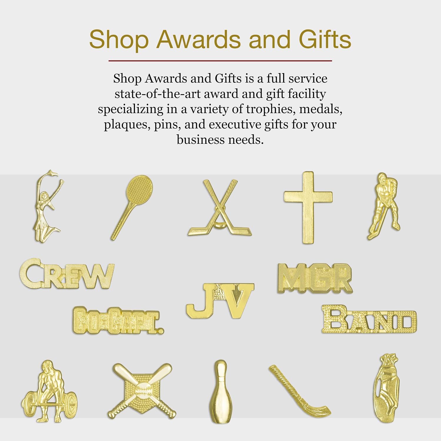 SHOP AWARDS AND GIFTS 7/16 Inch Gold Service Bar Chenille Lapel Pin, Sports Team Varsity Letterman Jacket Achievement Recognition, Bulk Pack of 20