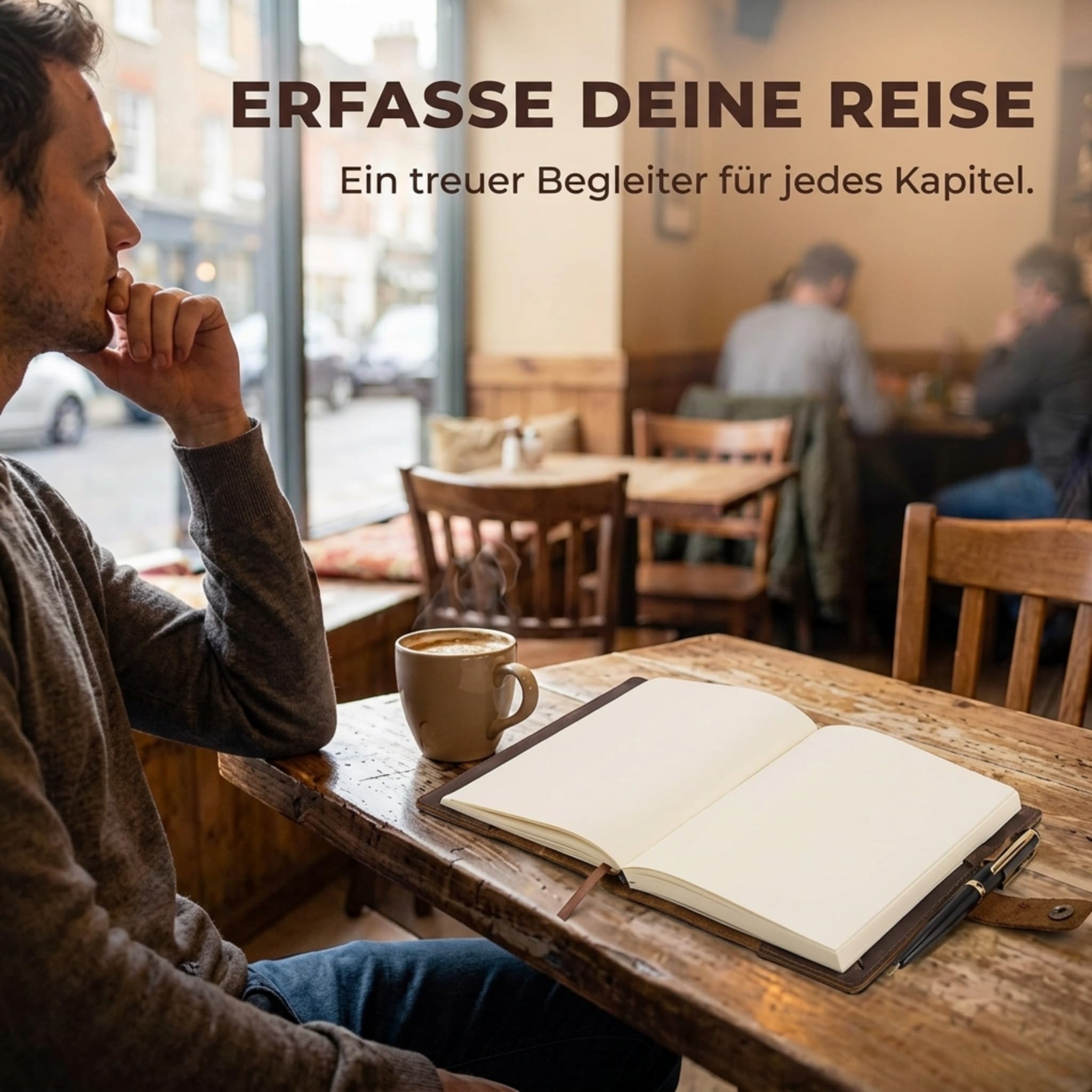 moonster Nachfüllbares Tagebuch Leder A5 – Notizbuch für Damen – Notizbuch Leder A5 - Ledereinband für Notizbücher mit Stift – Einband Liniert – Edles Notizbuch - Leather Cover Journal