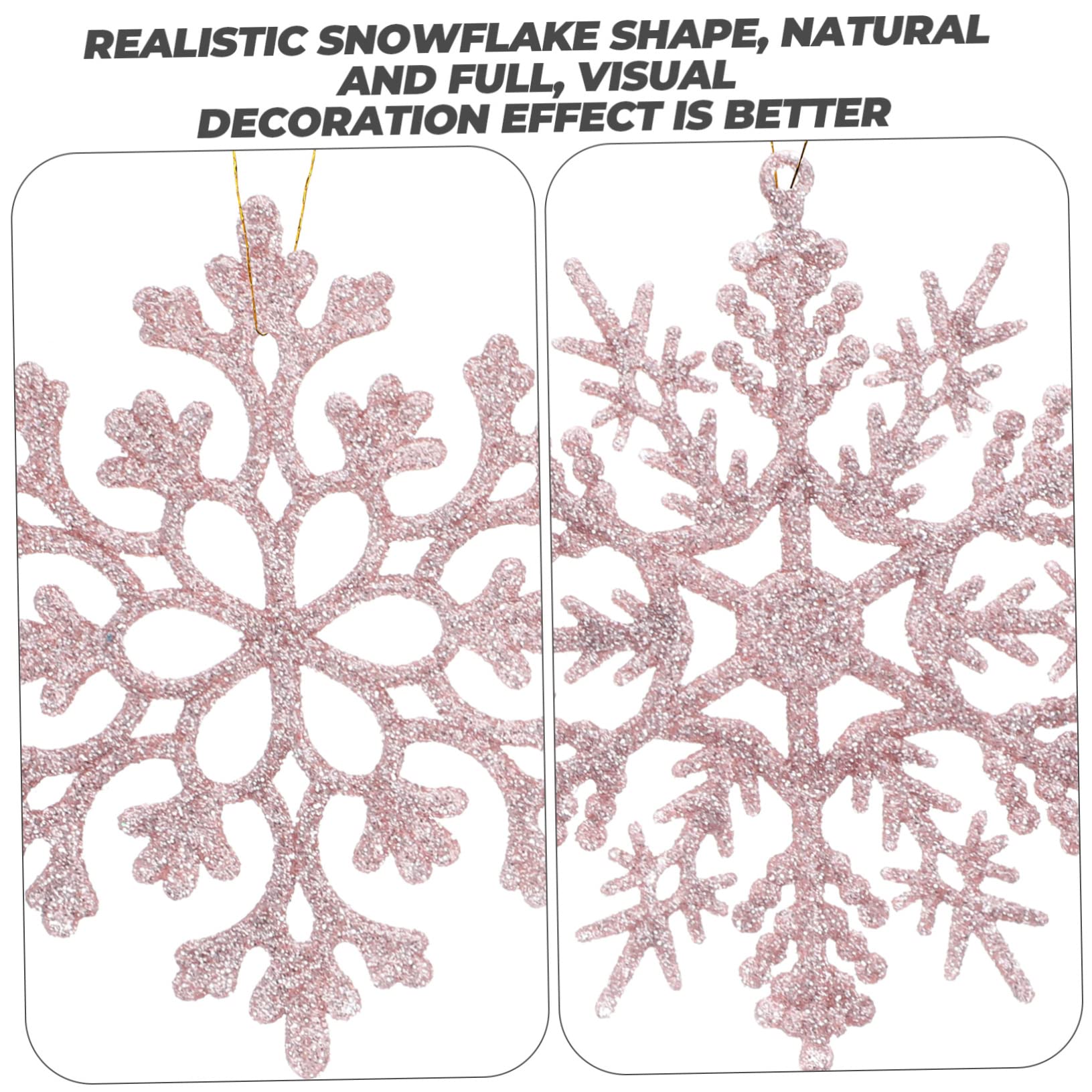 108stücke Teiliges Glitzernde Schneeflocken Weihnachtsbaum-Dekorationen Wiederverwendbare Hängende Ornamente Für Festliche Anlässe Roségold