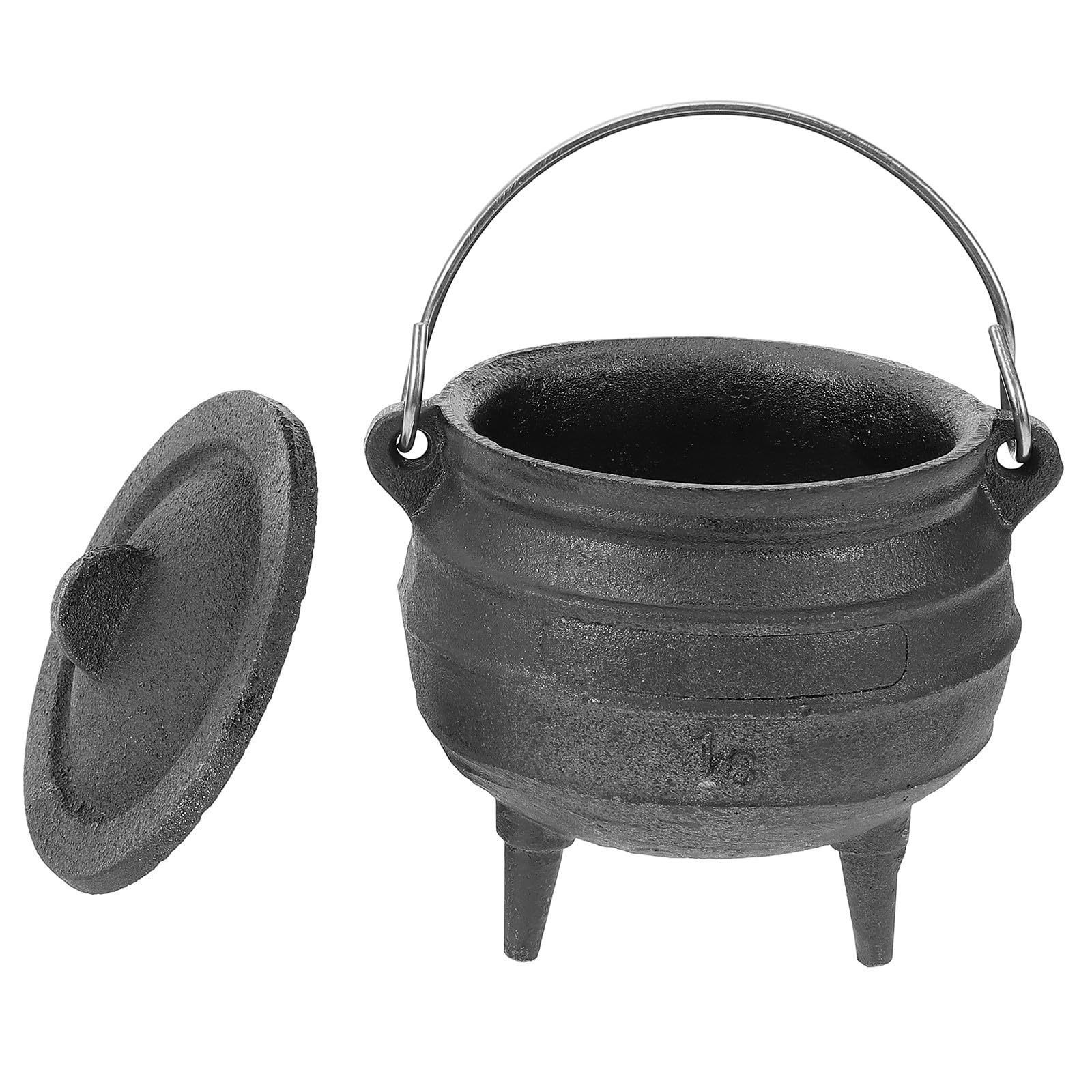Chaudron de sorcière en fonte noire avec couvercle TEHAUX pour déco Halloween
