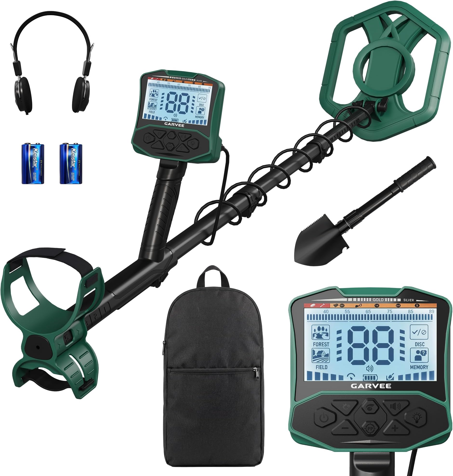 Professional Metal Detector for Gold, Coins and Jewelry, 4-Mode Detection with LCD Display and Pinpoint for Adults & Beginners, Green