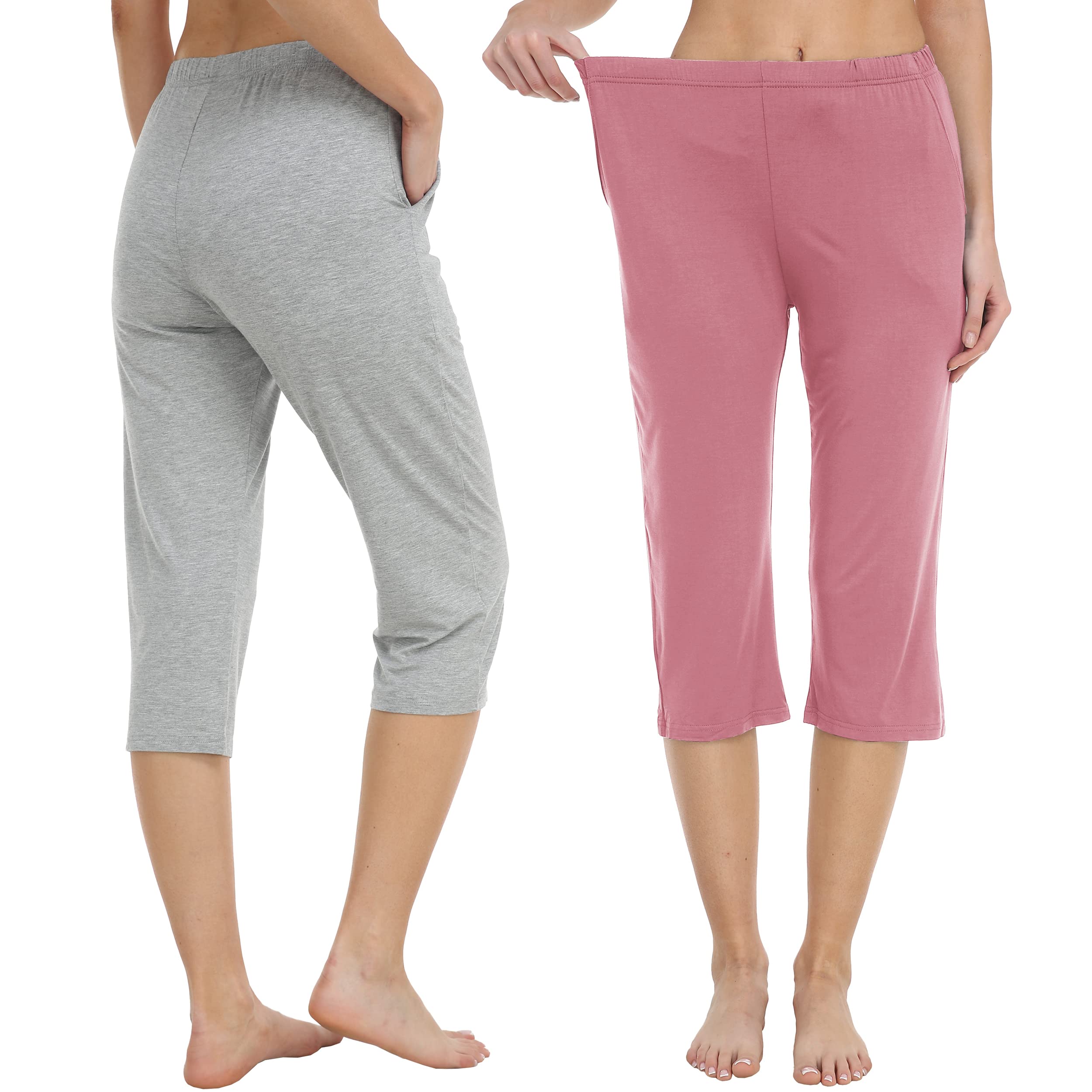 MoFiz Pantacourt de Pyjama Femme Bas Pyjama Modal Leger Pantalon Parfaits pour Le Sport ou Nuit