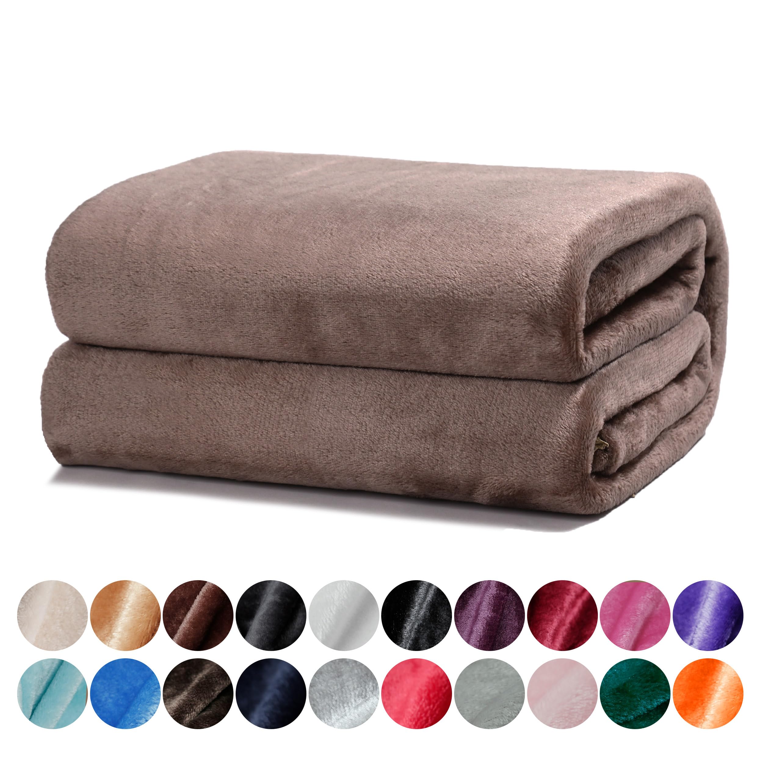 DALINA Textil - Manta para Sofá pequeña 130x160cm - Manta Terciopelo - Manta Ligera Franela para Sofá, Cama, Viaje, Sala de Estar (MARRÓN Claro)