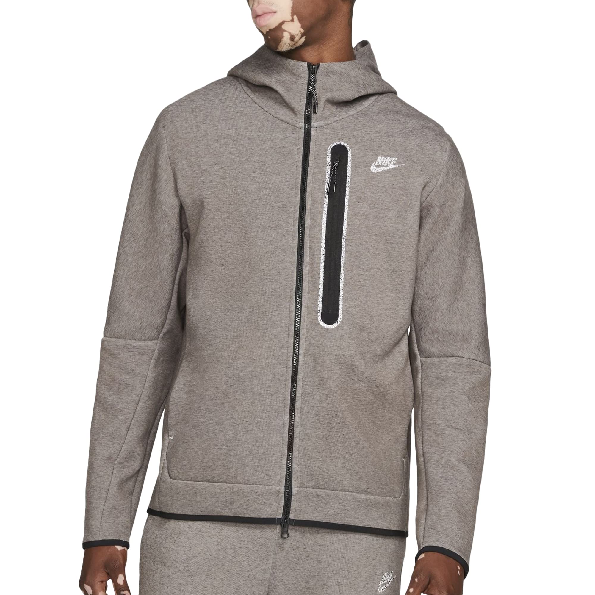 Nike Sportswear Tech Fleece Full-zip Hoodie Mens Size - Small Ironstone Dark Grey - Black