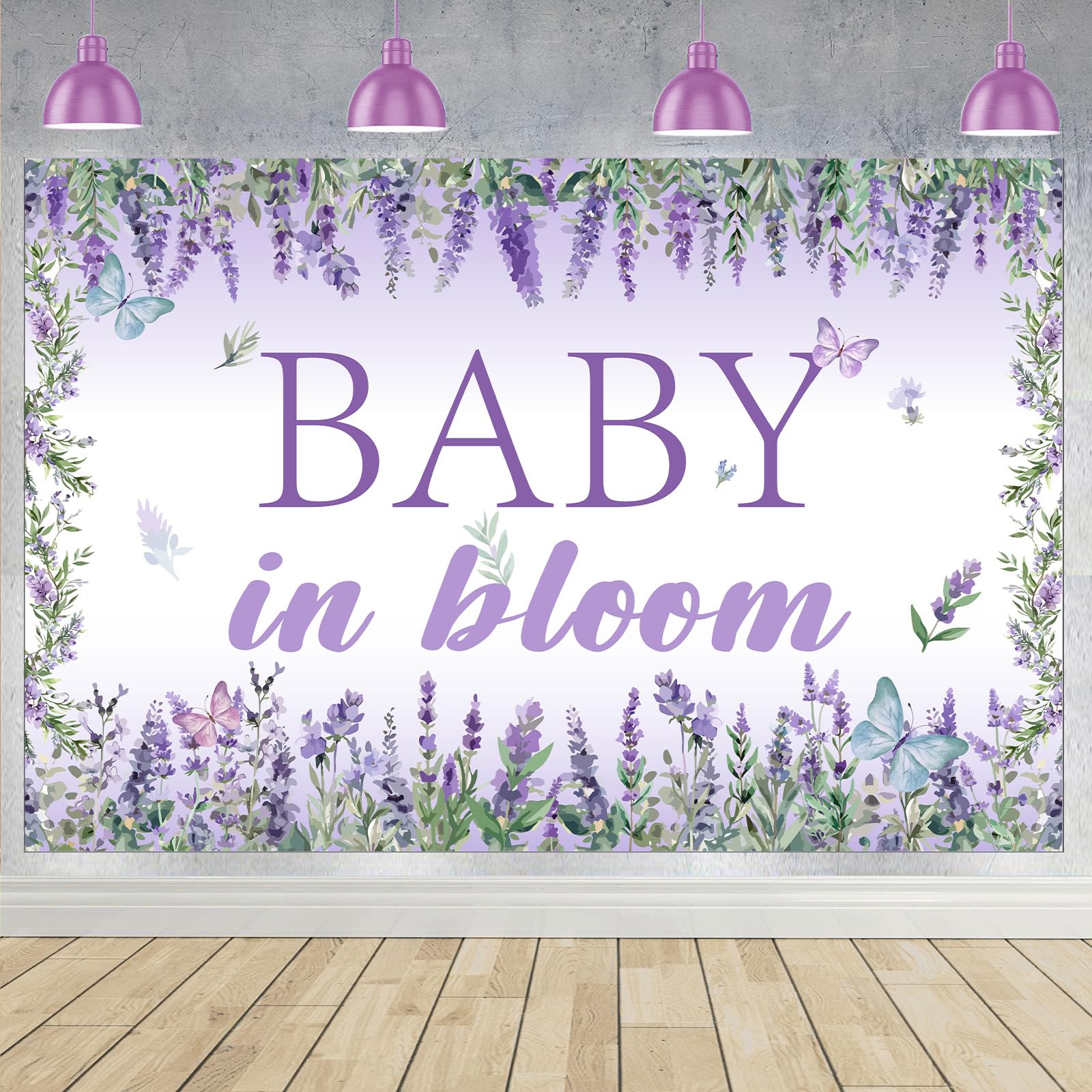 Wonmelody Baby in Bloom Baby Shower Decorations Lavender Baby Shower Backdrop 5 * 3ft Lavender Newborn Decor for Girl Purple Photo Backdrop for Violet