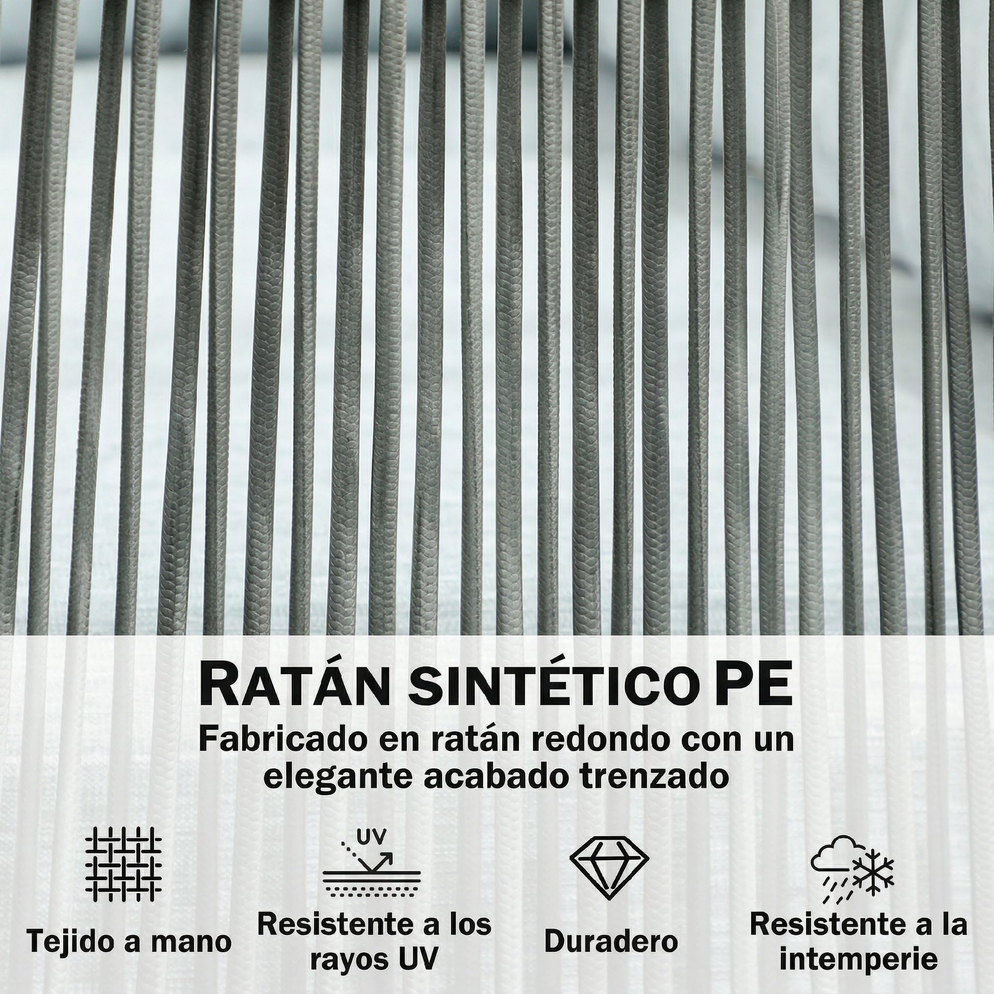 Outsunny Conjunto de Muebles de Ratán 4 Piezas con Marco de Aluminio Set de Muebles de Jardín 2 Sofá de 2 Plazas Sofá de Esquina Mesa de Centro con 6 Cojines Acolchados para Exterior Patio Azul Claro