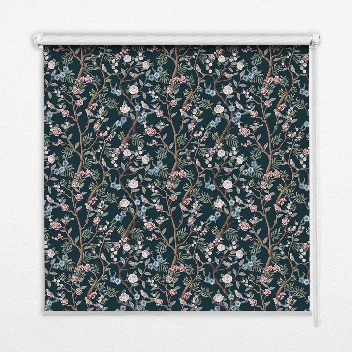 Store enrouleur occultant 60x180cm sans perçage Tulup à motif vignes fleurs