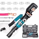 Hand Operated Hydraulic Crimping Tool Range 12 AWG-2&sol;0 AWG for Cable lugs Hydraulic Crimping Crimper Wire Terminal Lug Tool with 9 Pairs Dies