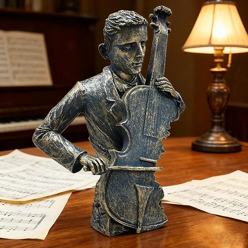 Miniatura 10 de DESHINTKE Figura de saxofonista retro, decoración musical, saxofón de resina, estatuas de músico, escultura moderna para regalos de música en el