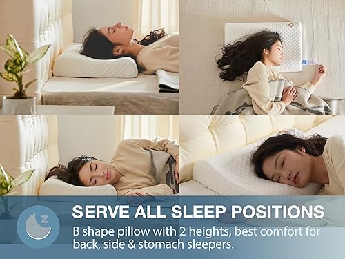 Miniatura 6 de airtrot Almohada de látex, almohada ergonómica sin olor para dormir, alivia la presión, dolor de cuello y hombros, almohada ortopédica cervical para