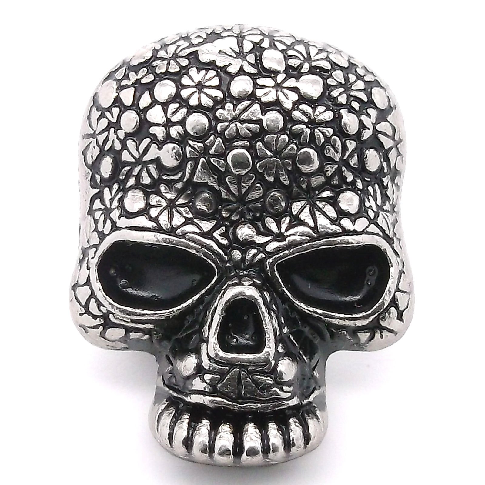 Stecksstore Floral Skull Line Concho Snap Cap Antique Nickel 1" 1265-66