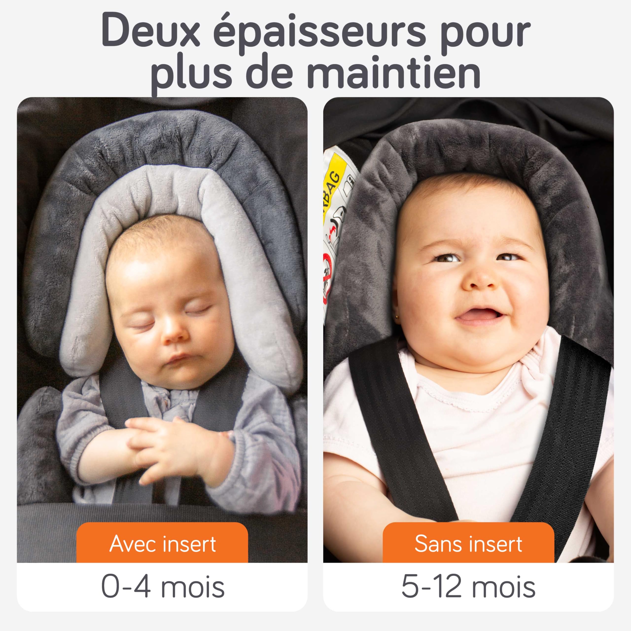 Baby Uma Coussin Reducteur Siege Auto Bebe & Nouveau-né 2-en-1 (0-12 Mois) - Reducteur Cosy Universel Ultra-Doux - Reducteur Poussette Bebe Lavable en Machine