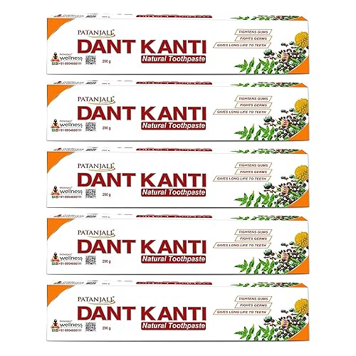 Patanjali Dant Kanti - Pasta de dientes natural, 6.76 fl oz, paquete de 6
