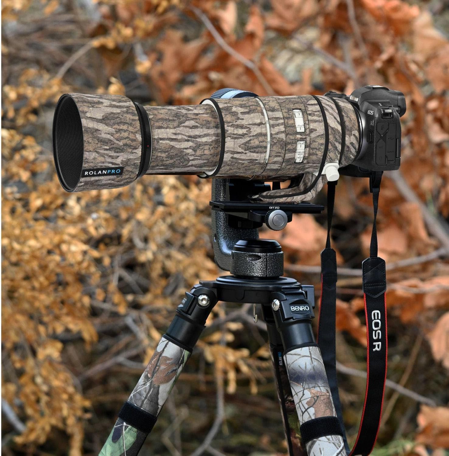 Rolanpro Wodoodporny pokrowiec na obiektyw do Canon RF 100-500mm F/4.5-7.1 L IS USM Kamuflażowa osłona przeciwdeszczowa (28# Wilderness camo Wodoodporny…)
