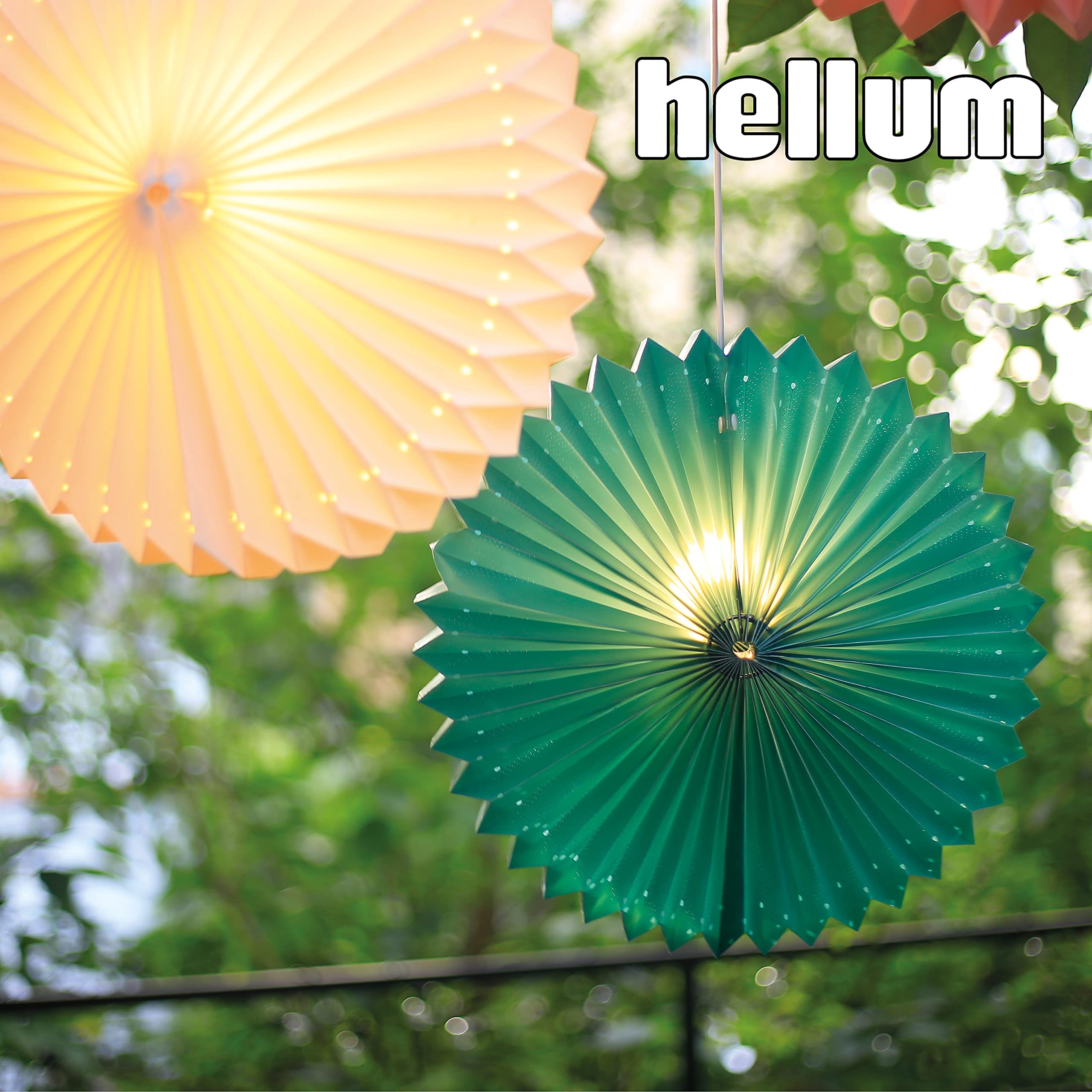 hellum Sunny Lampion wetterfest outdoor weiß, Ø60cm, Stecker inkl. LED | Outdoor Lampenschirm mit PVC-Beschichtung inkl. LED E14 warmweiß, Lampion outdoor groß für Garten, Party, Hochzeit 523607