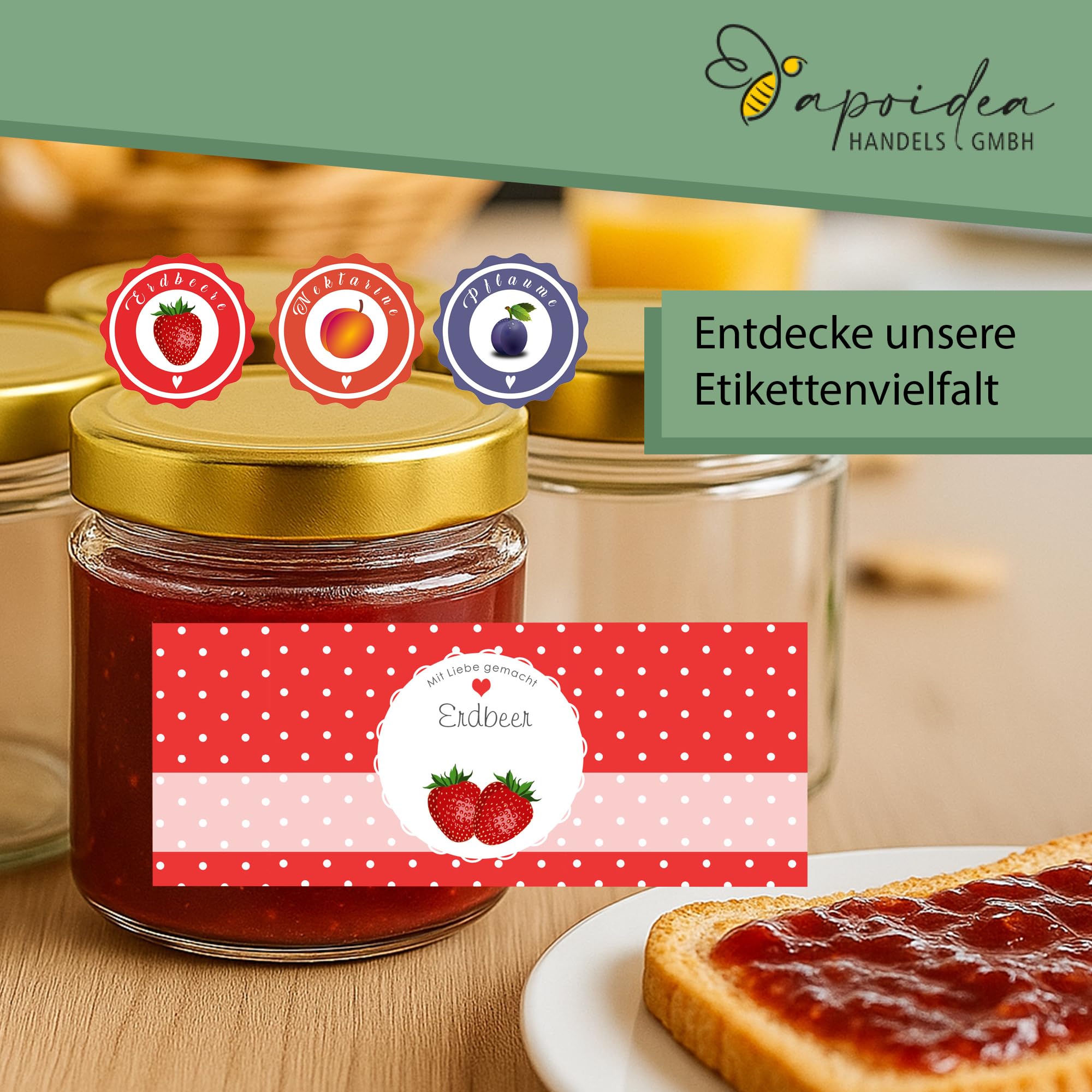 Apoidea – Marmeladengläser 500g mit Deckel in Gold 48 Stück/Twist off Gläser/Einmachgläser/Marmeladengläser mit Deckel/leeres Marmeladenglas/Einkochgläser