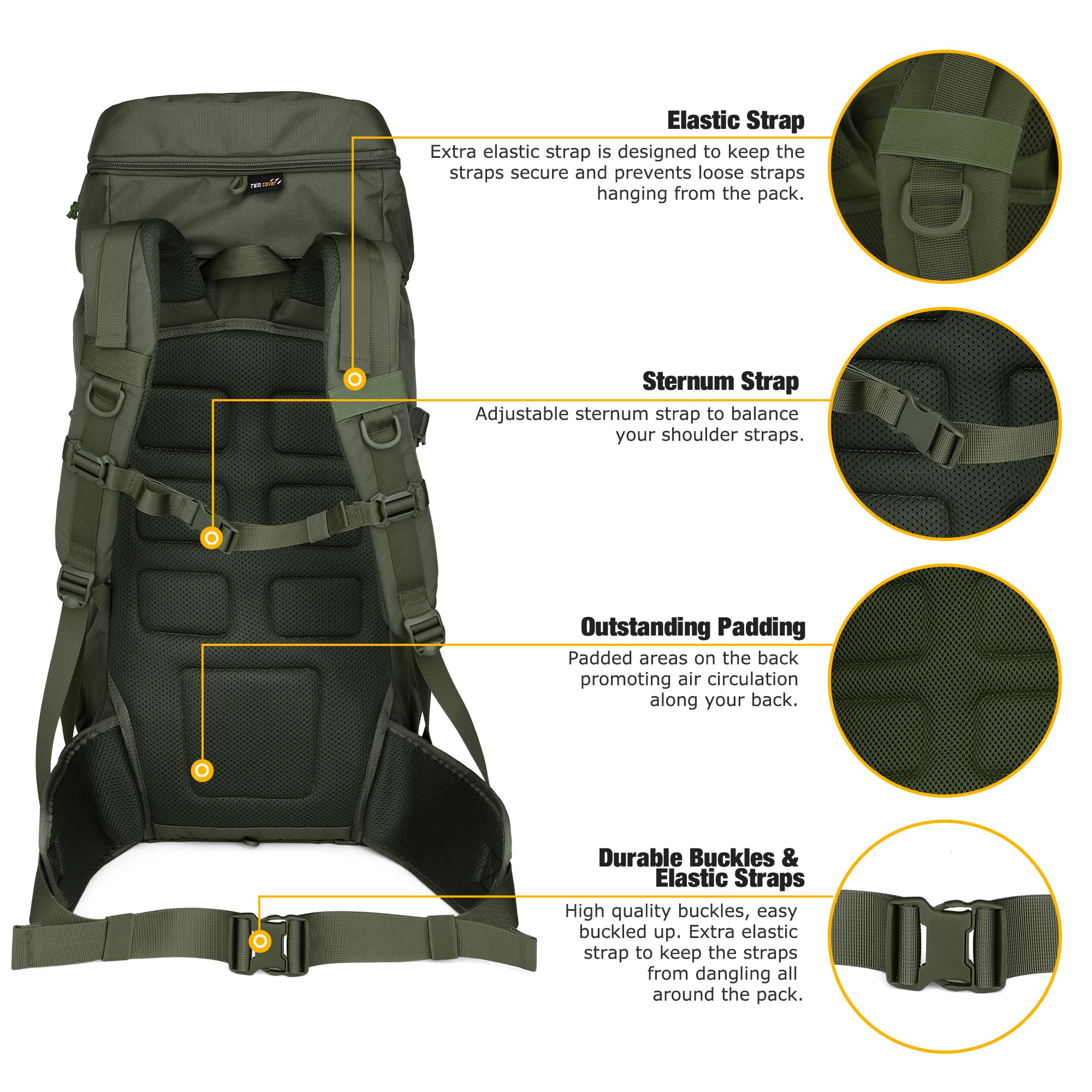 Mardingtop 60L Mochila Táctica Militar Mochilas de Asalto MOLLE de Gran Capacidad Bolsa de Emergencia para Excursionismo, Montañismo, Senderismo, Acampada