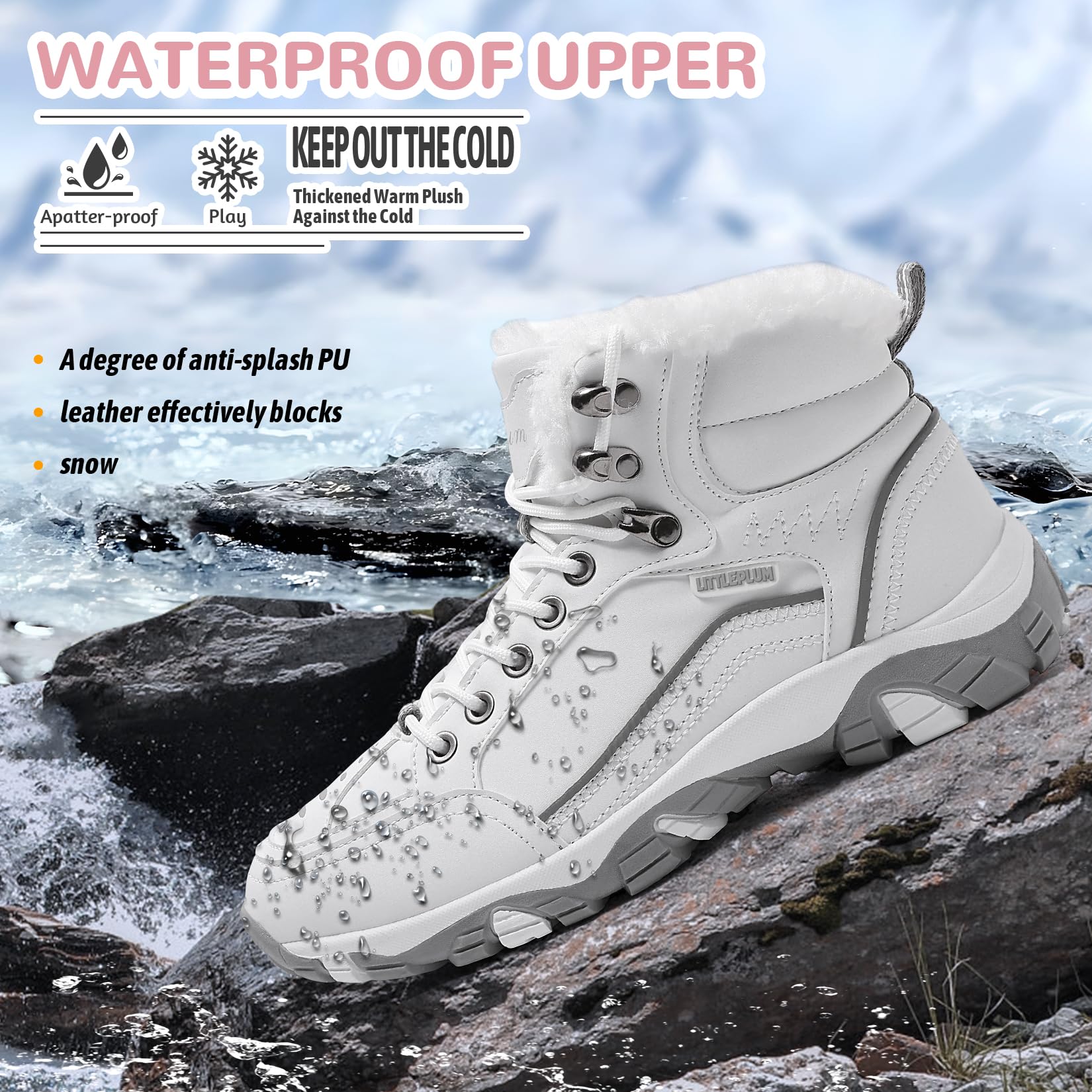 Littleplum Damen Winterstiefel Warm Gefüttert Trekking Schuhe Herbst Outdoor Schneestiefel Winterschuhe