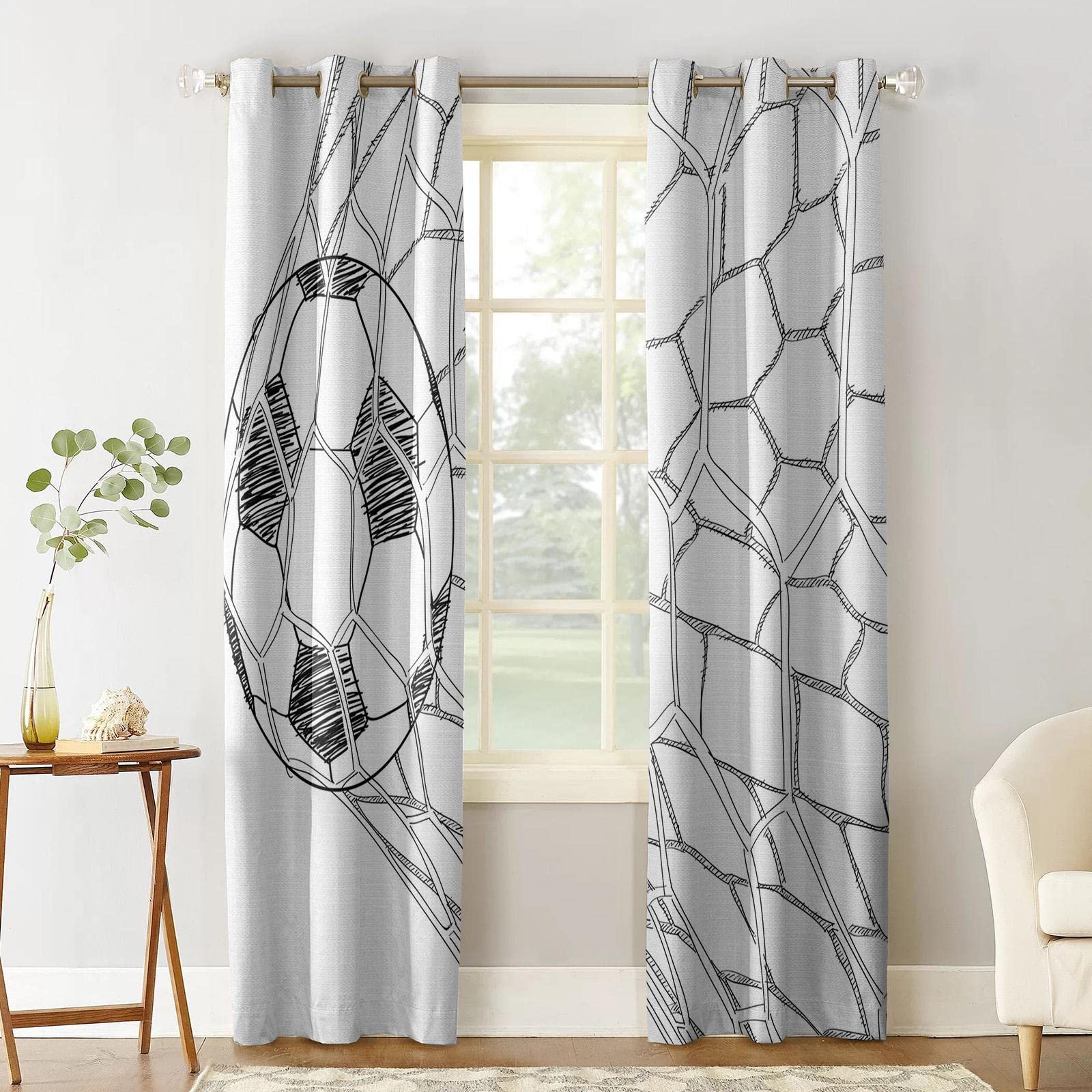 Tende Oscuranti Per Interni Bianco E Nero 300X270Cm 2 Pezzi Termica Isolante Tenda Della Finestra Con Occhielli