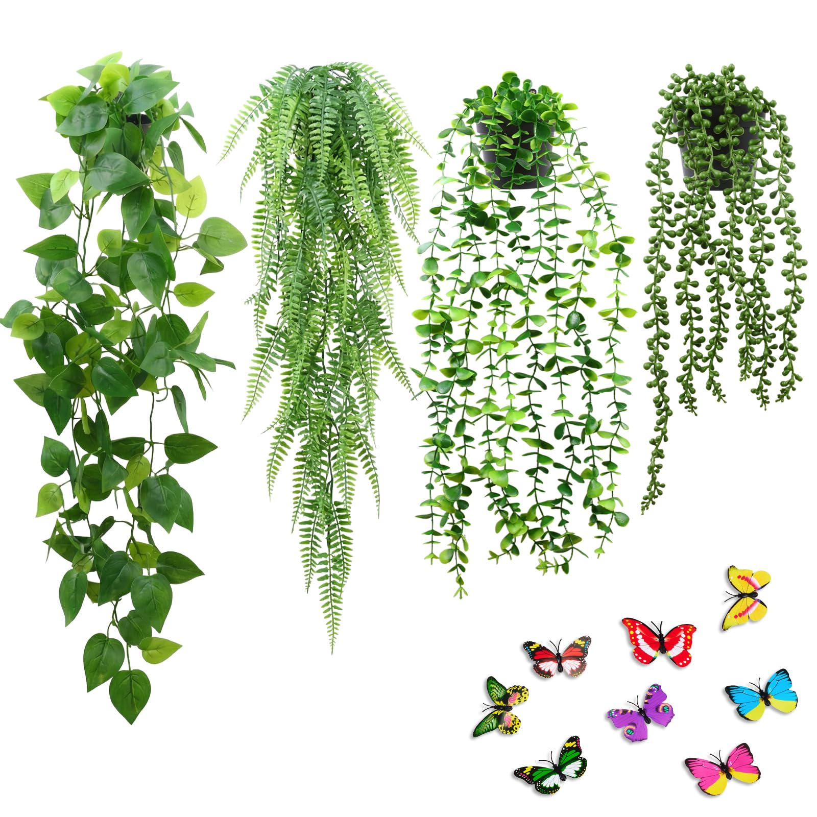 Otopone Artificial Hanging Plant, 4 Pack Fake Plants in Pots