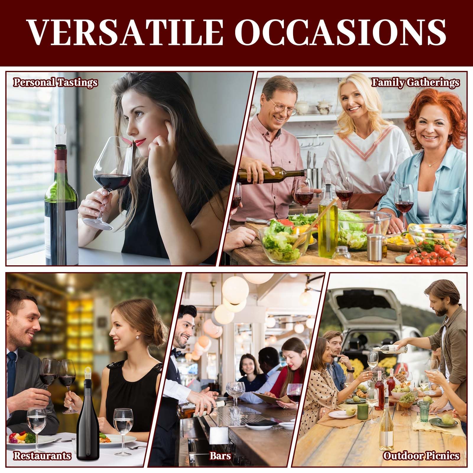 2Pcs Wine Cooler Sticks, 3-in-1 Stainless Steel Wine Chiller Stick with Aerator Drip-Free Pourer - Image 6